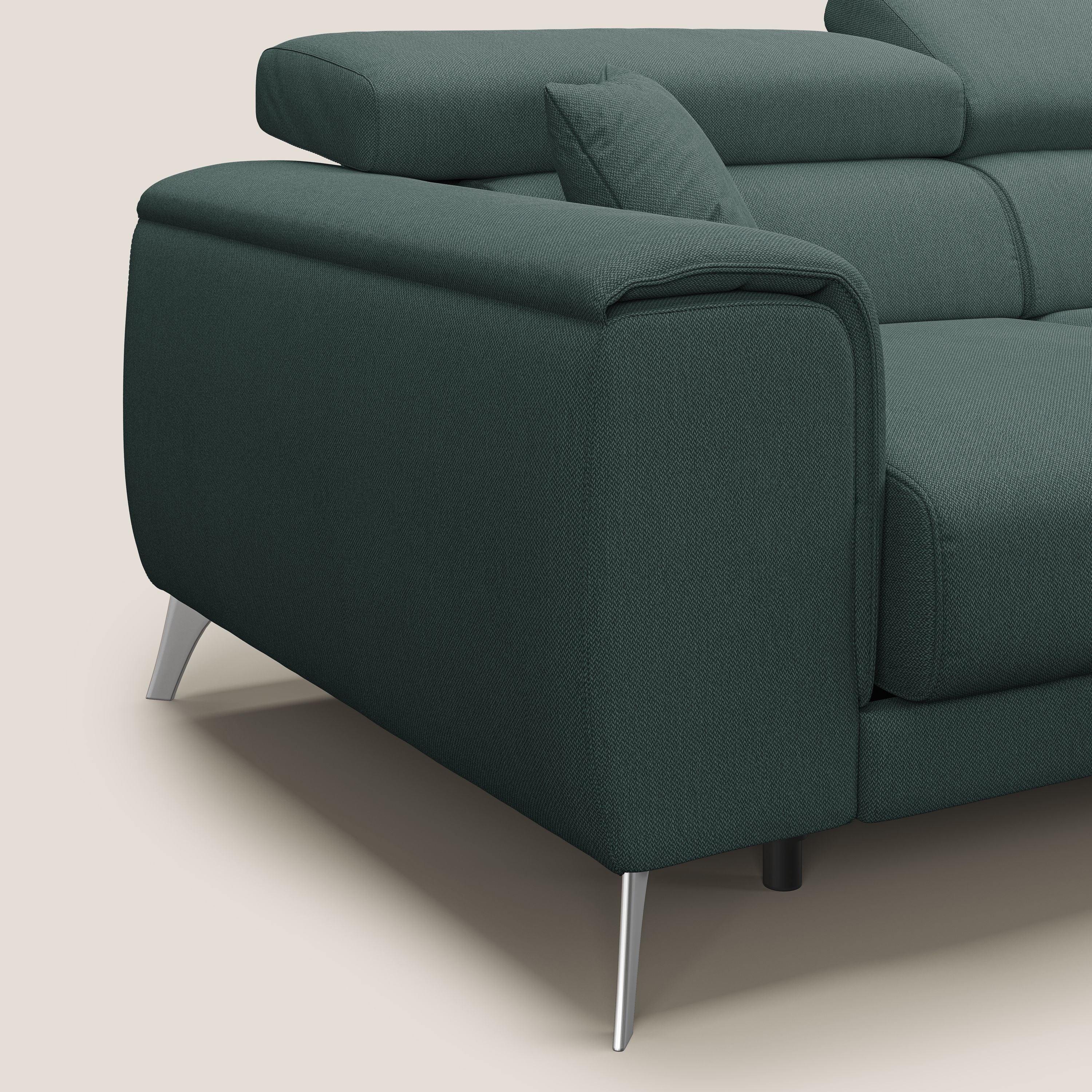 Fusion Divano angolare con sedute scorrevoli in tessuto morbido smacchiabile T05 verde - divani.store