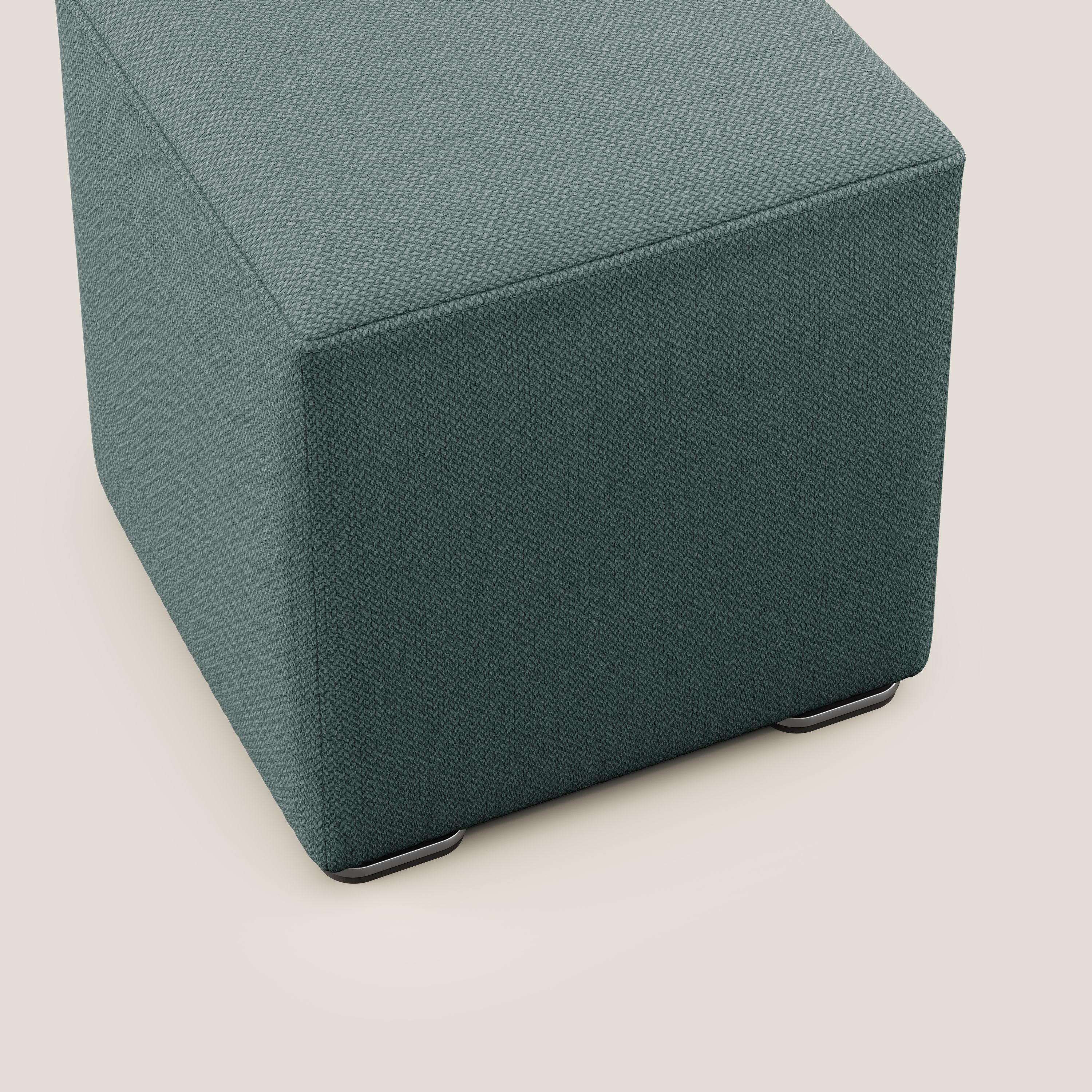 Cube pouf in tessuto morbido smacchiabile T05 verde - divani.store