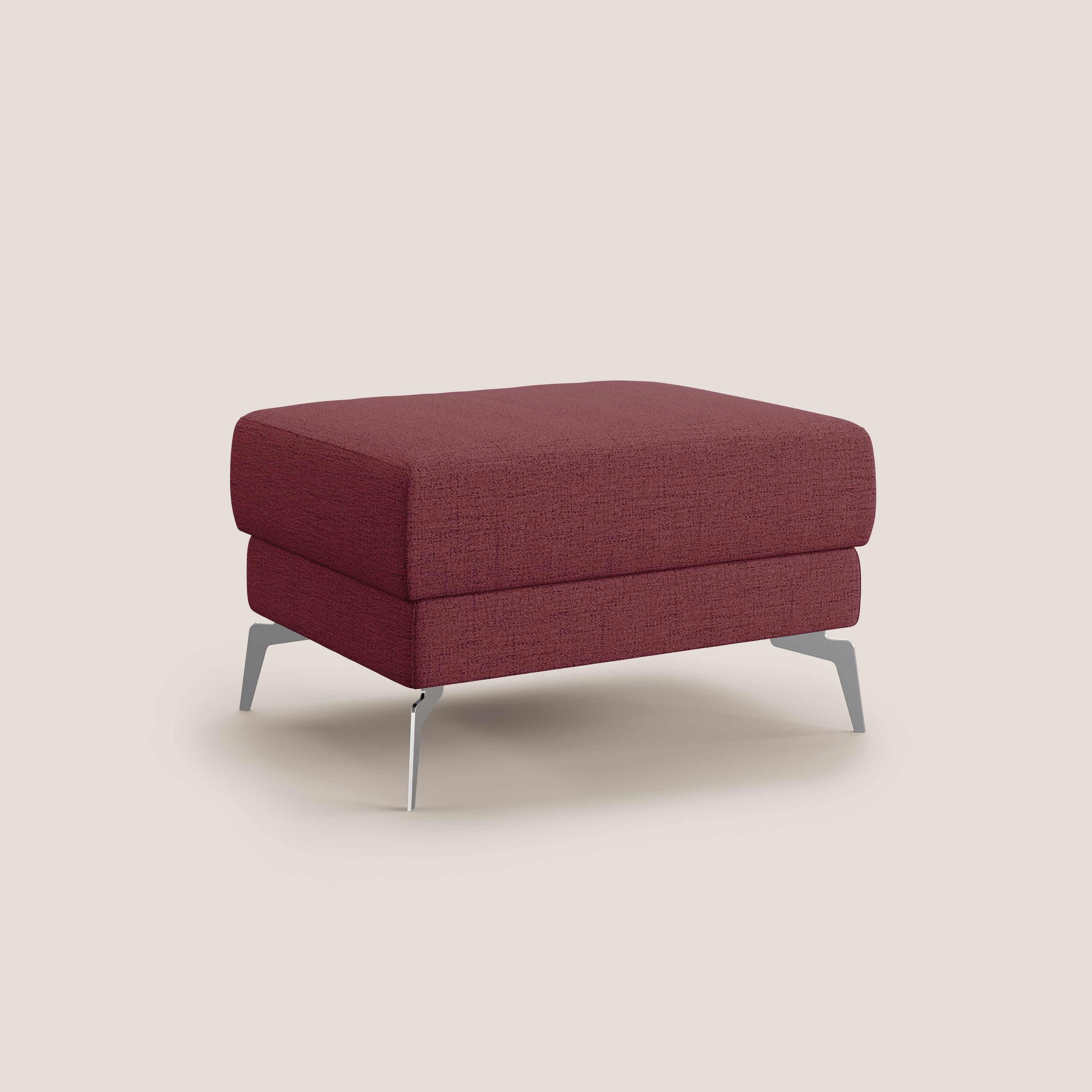 Star Pouf con piedini alti in tessuto impermeabile fiammato T03 rosso - divani.store