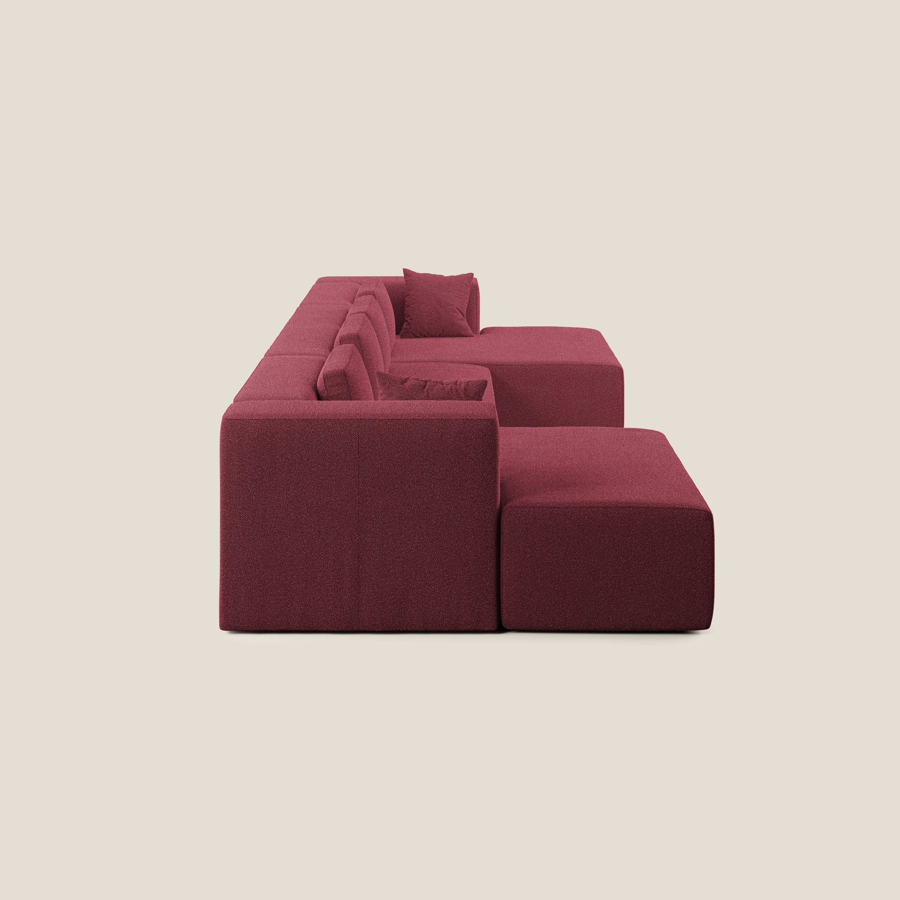 Nettuno divano panoramico in morbido tessuto bouclè T07 rosso - divani.store