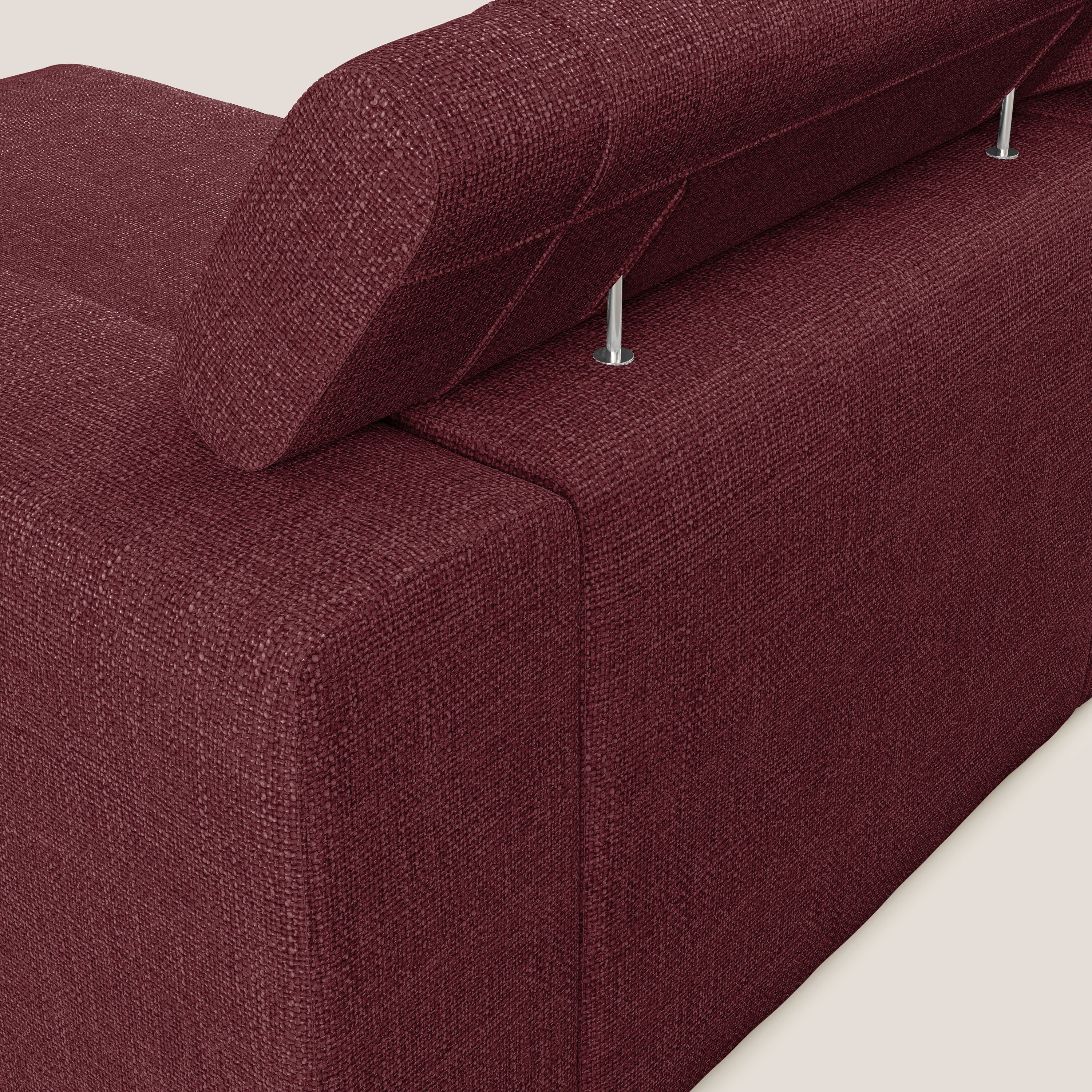 Vegas divano angolare con poggiatesta reclinabili in morbido tessuto impermeabile T06 rosso - divani.store