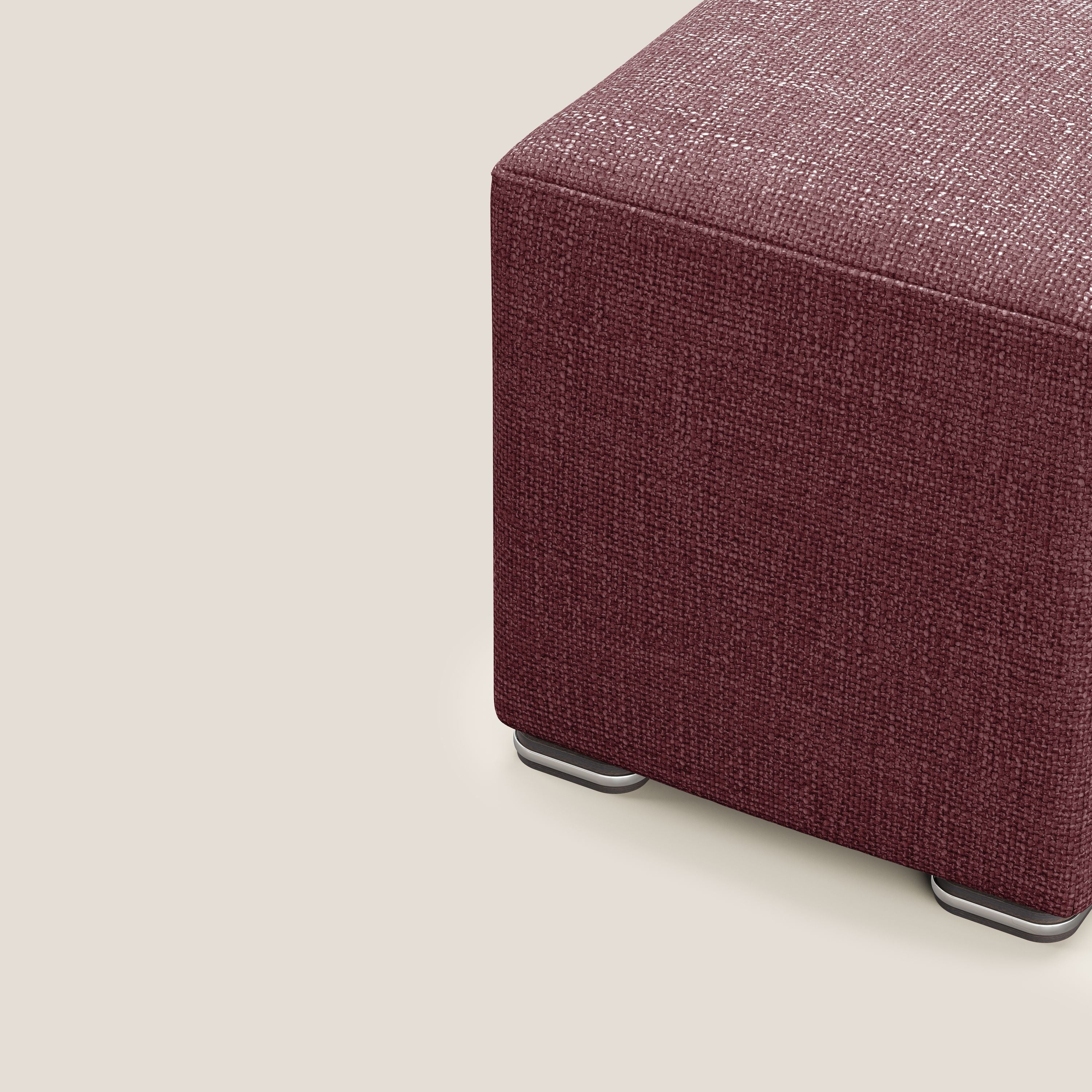 Cube pouf in morbido tessuto impermeabile ad intreccio melangiato T06 rosso - divani.store