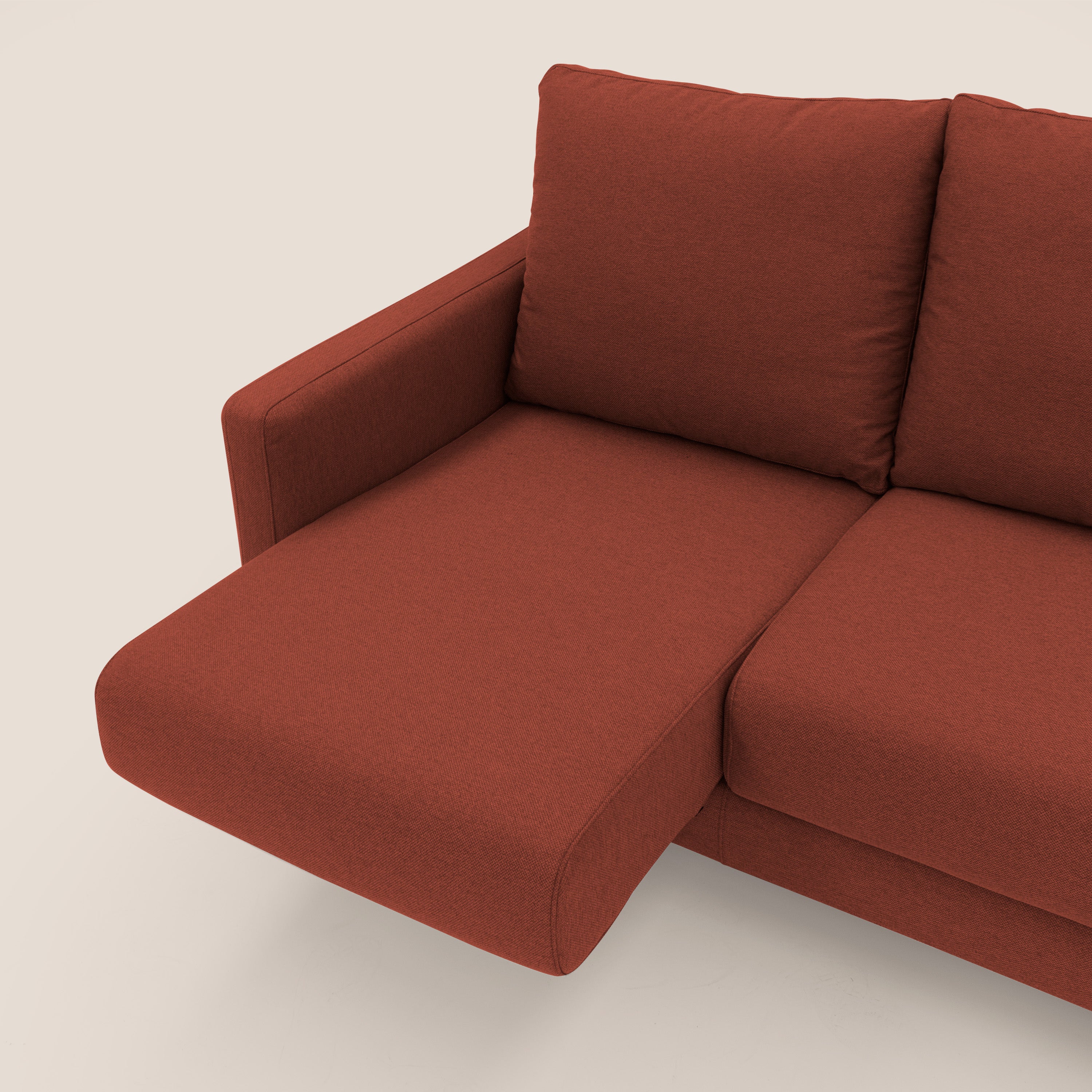 Klimt Divano angolare con sedute scorrevoli in tessuto morbido smacchiabile T05 rosso - divani.store