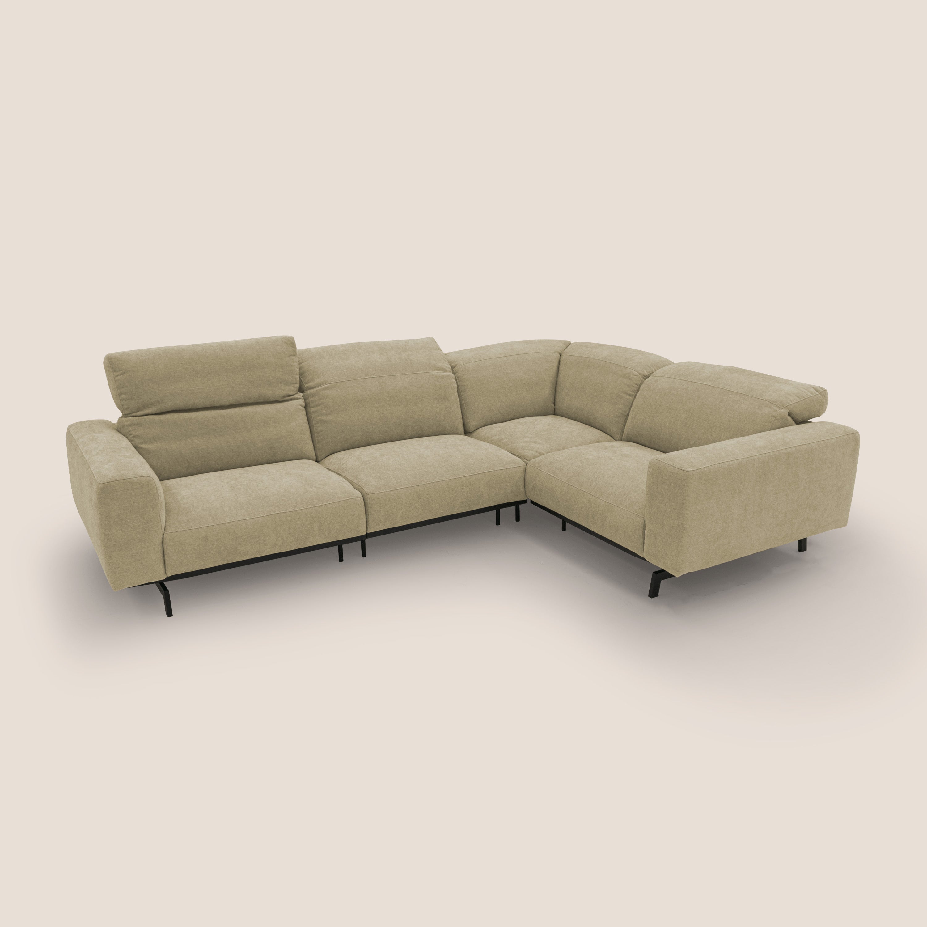 Sakura wendbares, modulares Ecksofa aus weichem, wasserfestem geflammtem Stoff T14 beige