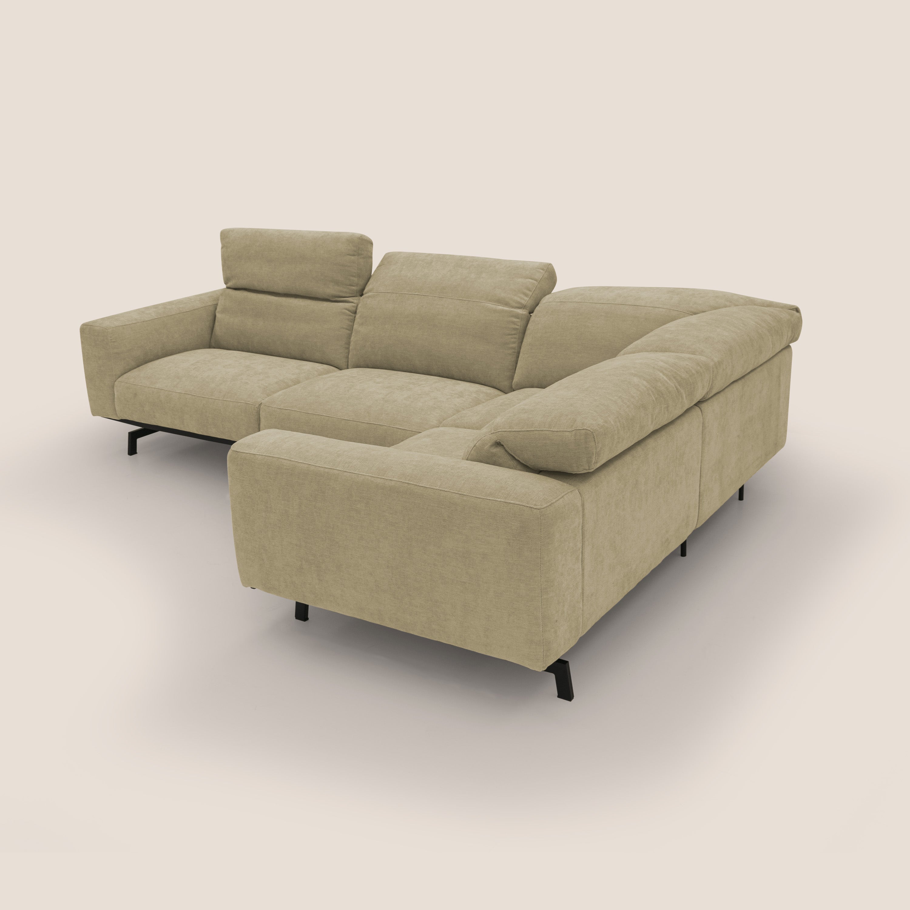 Sakura wendbares, modulares Ecksofa aus weichem, wasserfestem geflammtem Stoff T14 beige