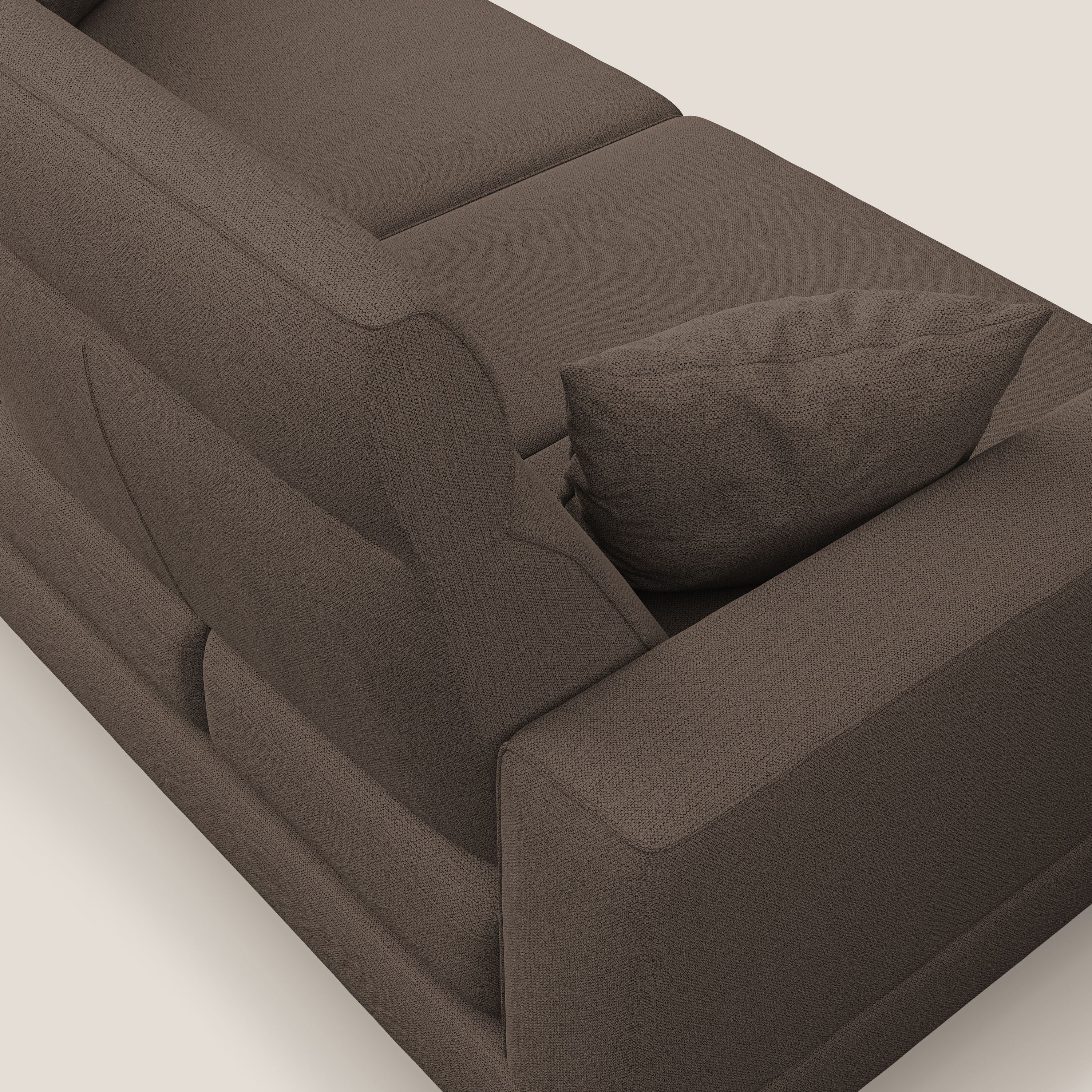 Slide Divano con schienali traslanti e poggiatesta in tessuto simil cotone impermeabile T19 marrone - divani.store