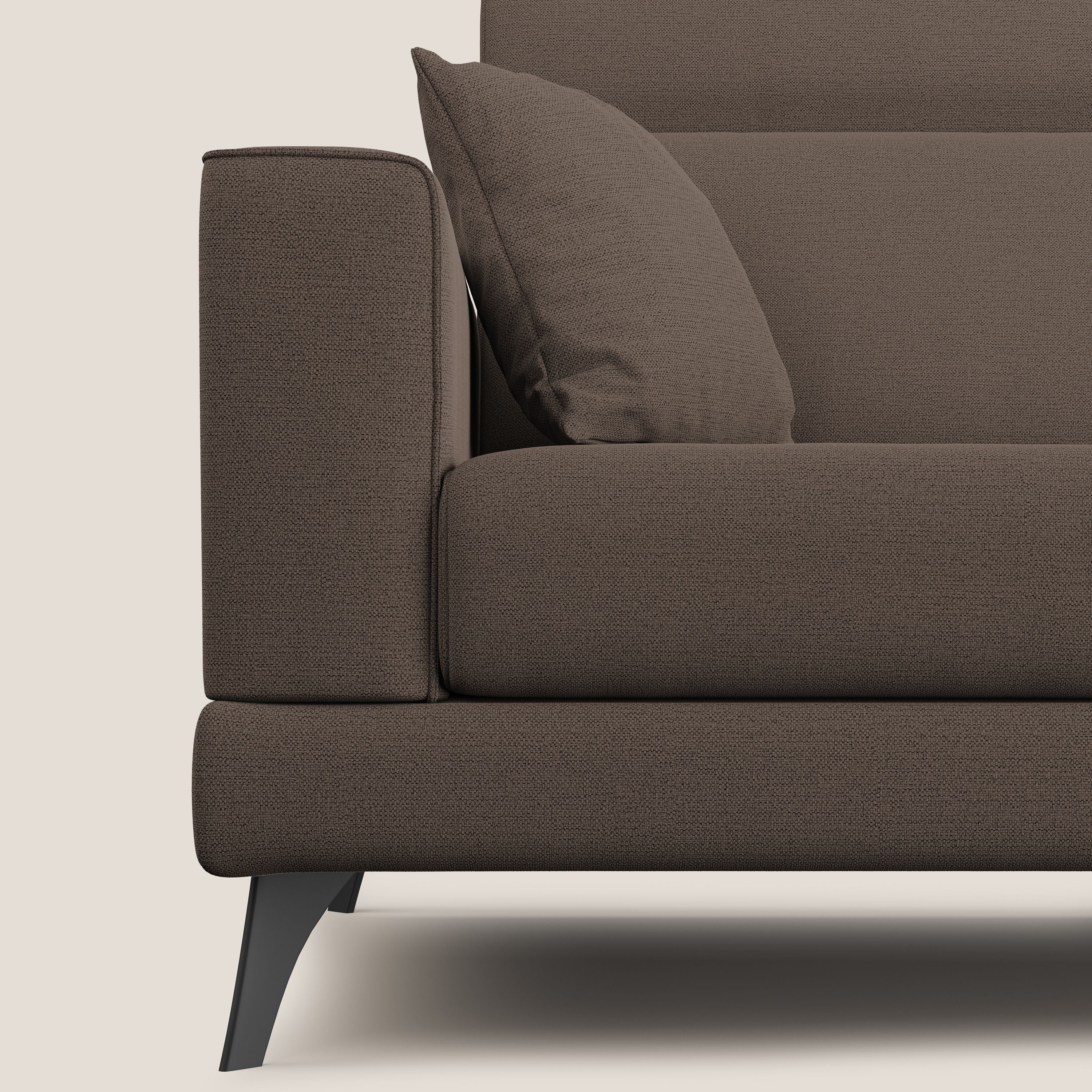 Slide Divano con schienali traslanti e poggiatesta in tessuto simil cotone impermeabile T19 marrone - divani.store