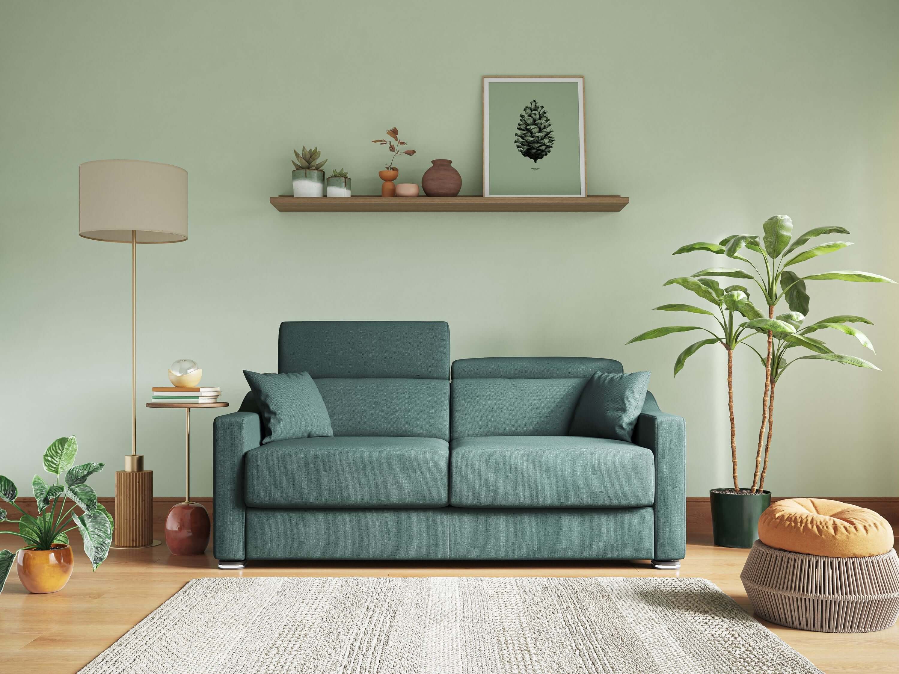 Amber divano letto matrimoniale in tessuto smacchiabile T05 rosso - divani.store