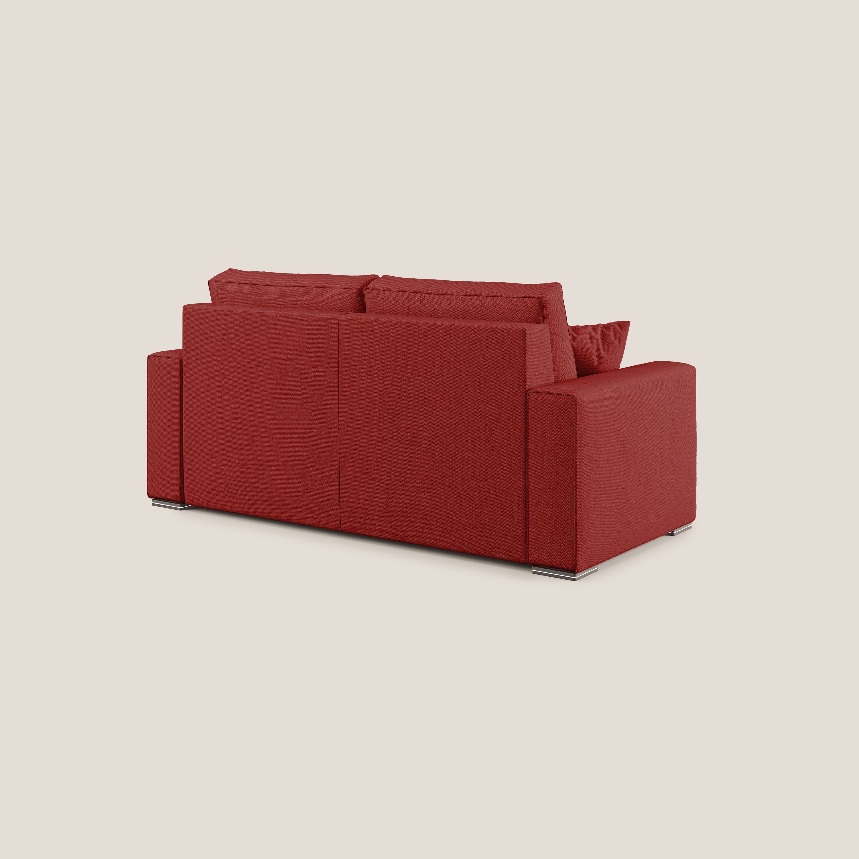 Dream Divano letto moderno dai morbidi cuscini in tessuto smacchiabile T05 rosso - divani.store
