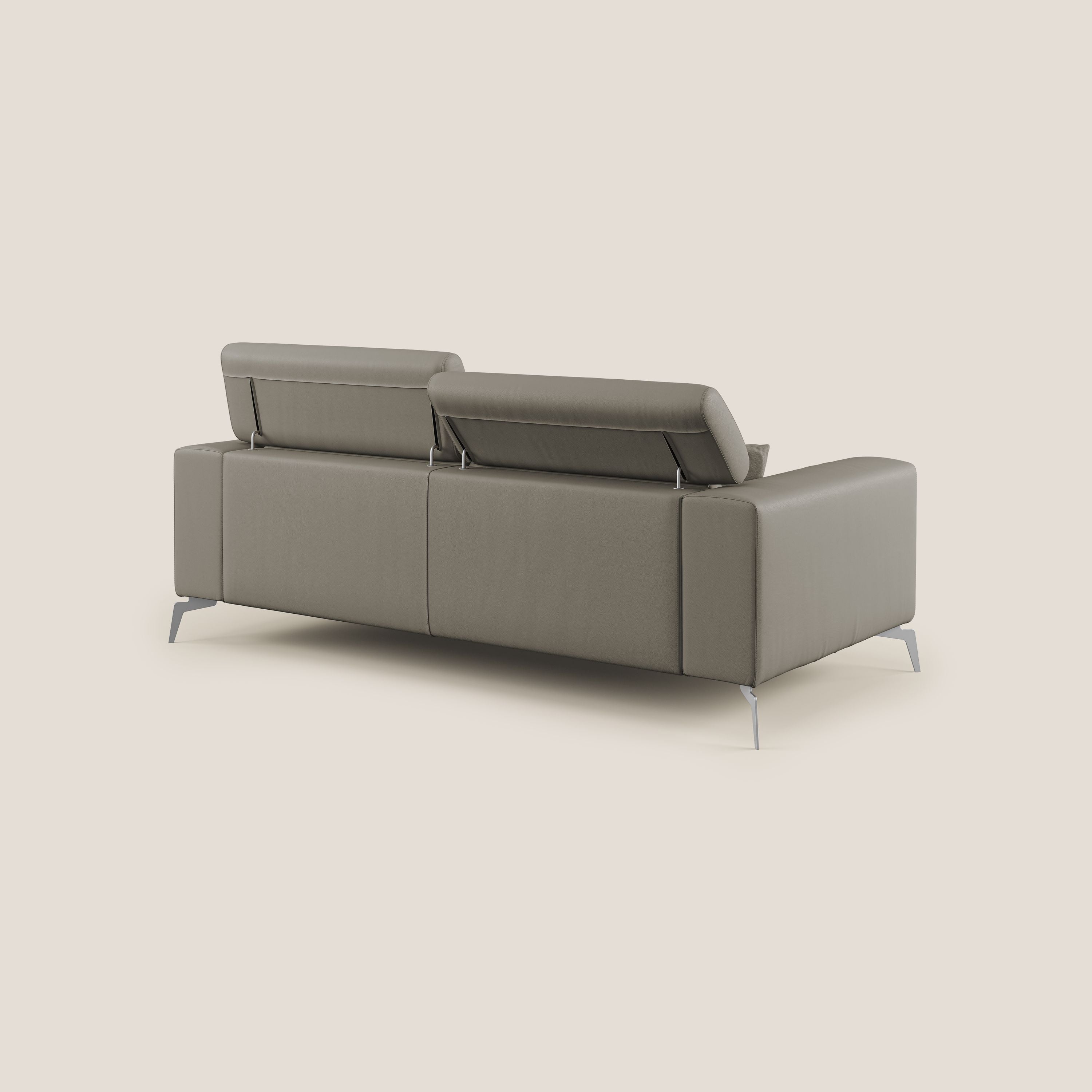 Blade Divano moderno con poggiatesta reclinabili in Ecopelle T04 talpa - divani.store