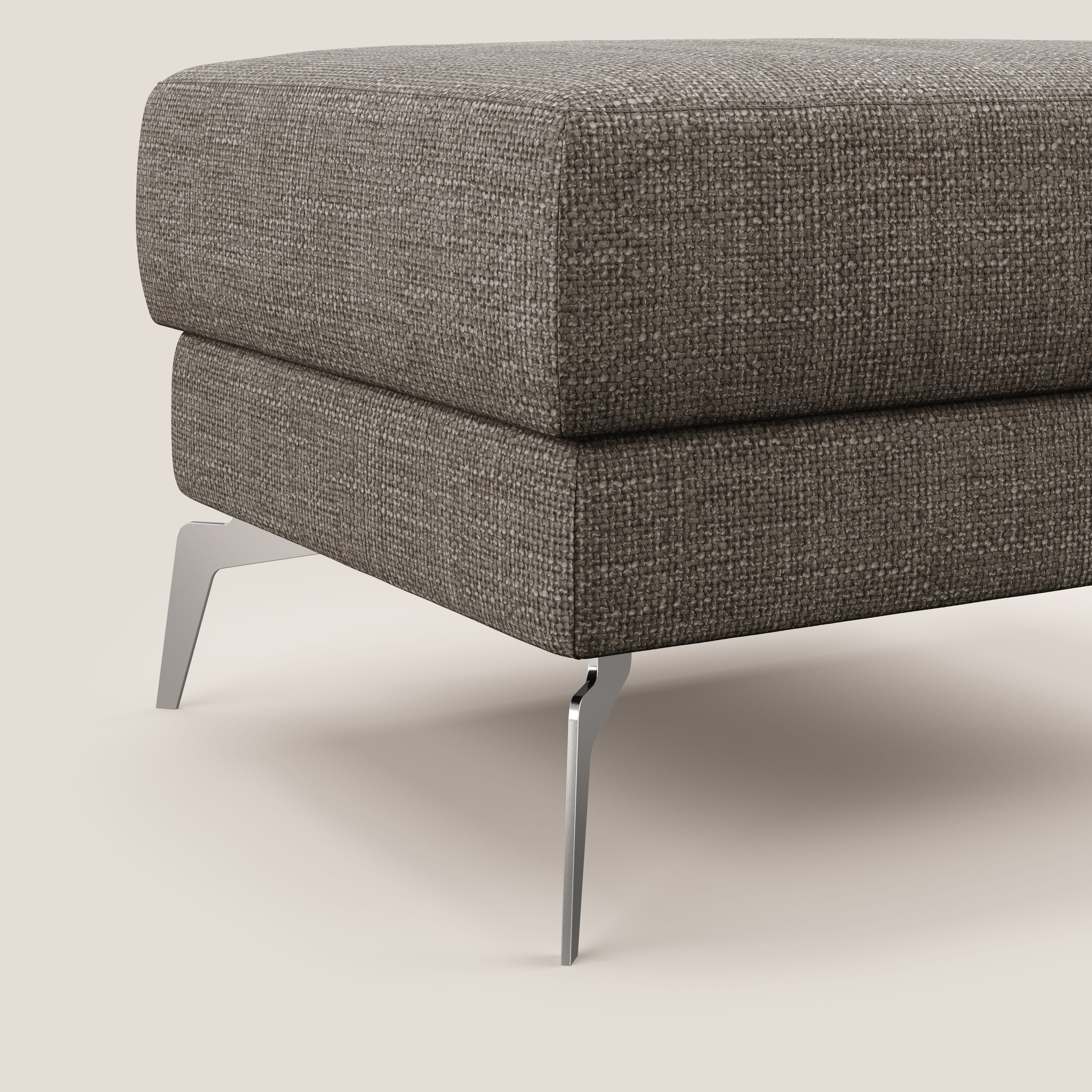 Star Pouf con piedini alti in tessuto impermeabile morbido intreccio T06 marrone - divani.store