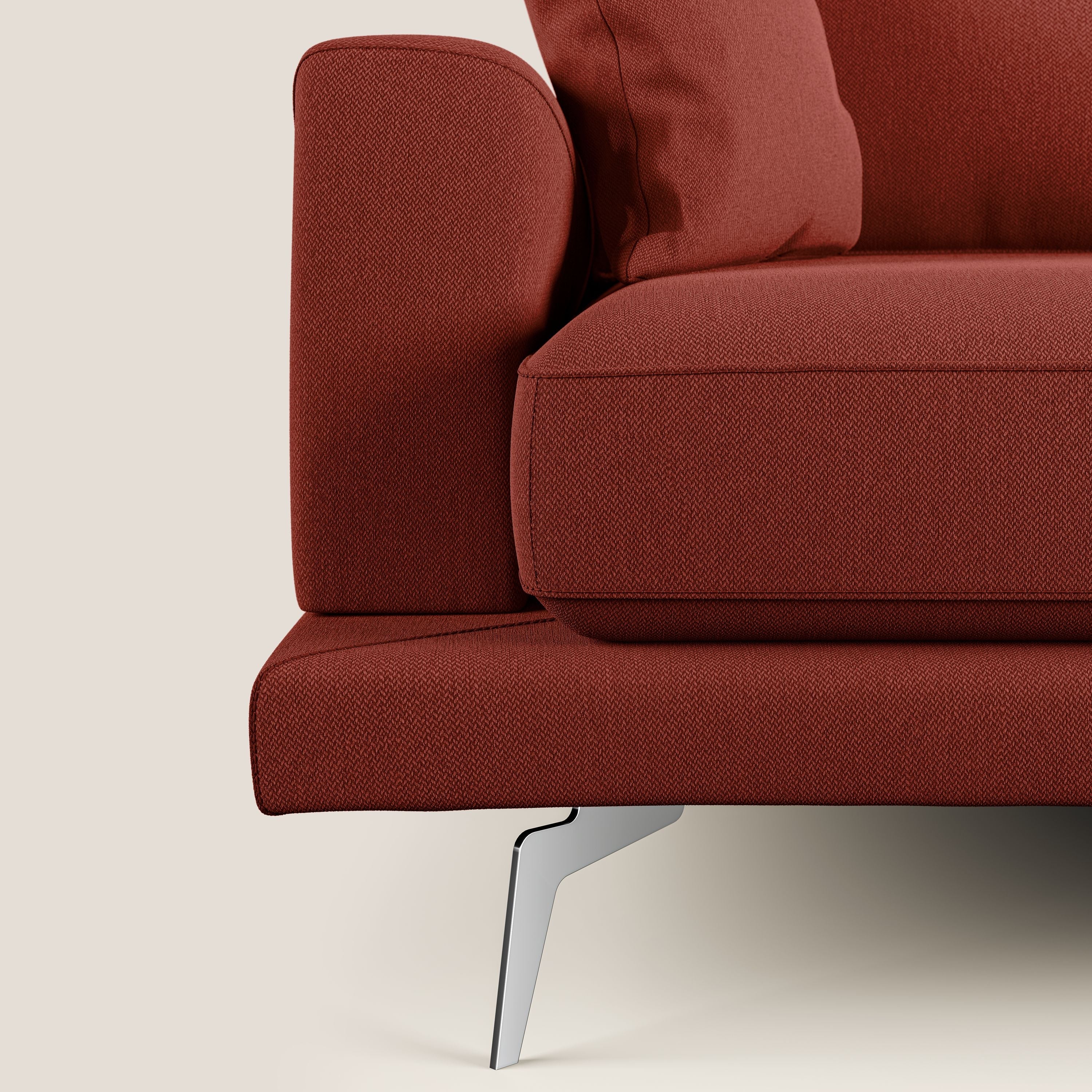 Dorian divano moderno angolare con penisola in tessuto morbido antimacchia T05 rosso - divani.store