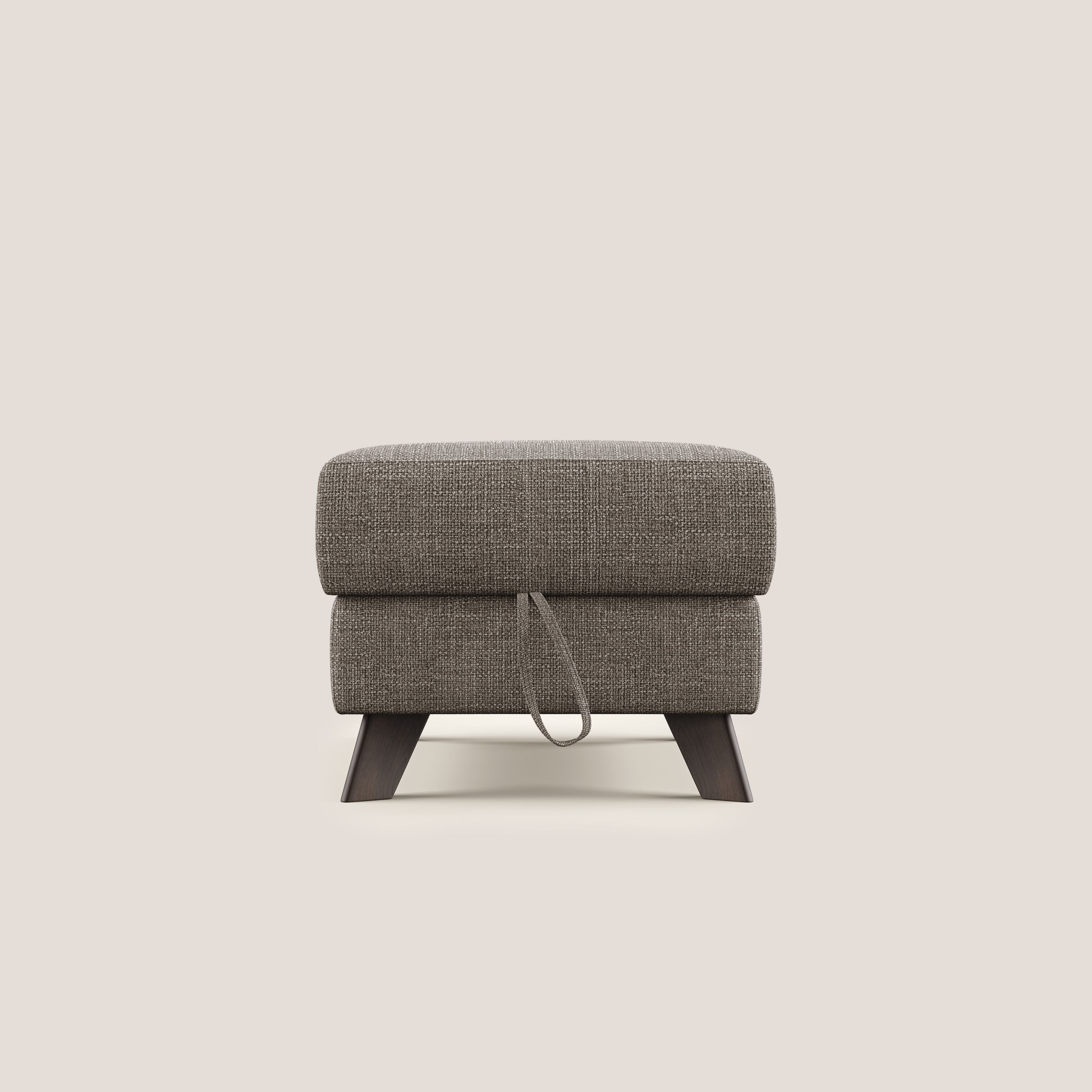 Moon Pouf contenitore e piedini alti in tessuto morbido ad intreccio soft-touch impermeabile T06 marrone - divani.store