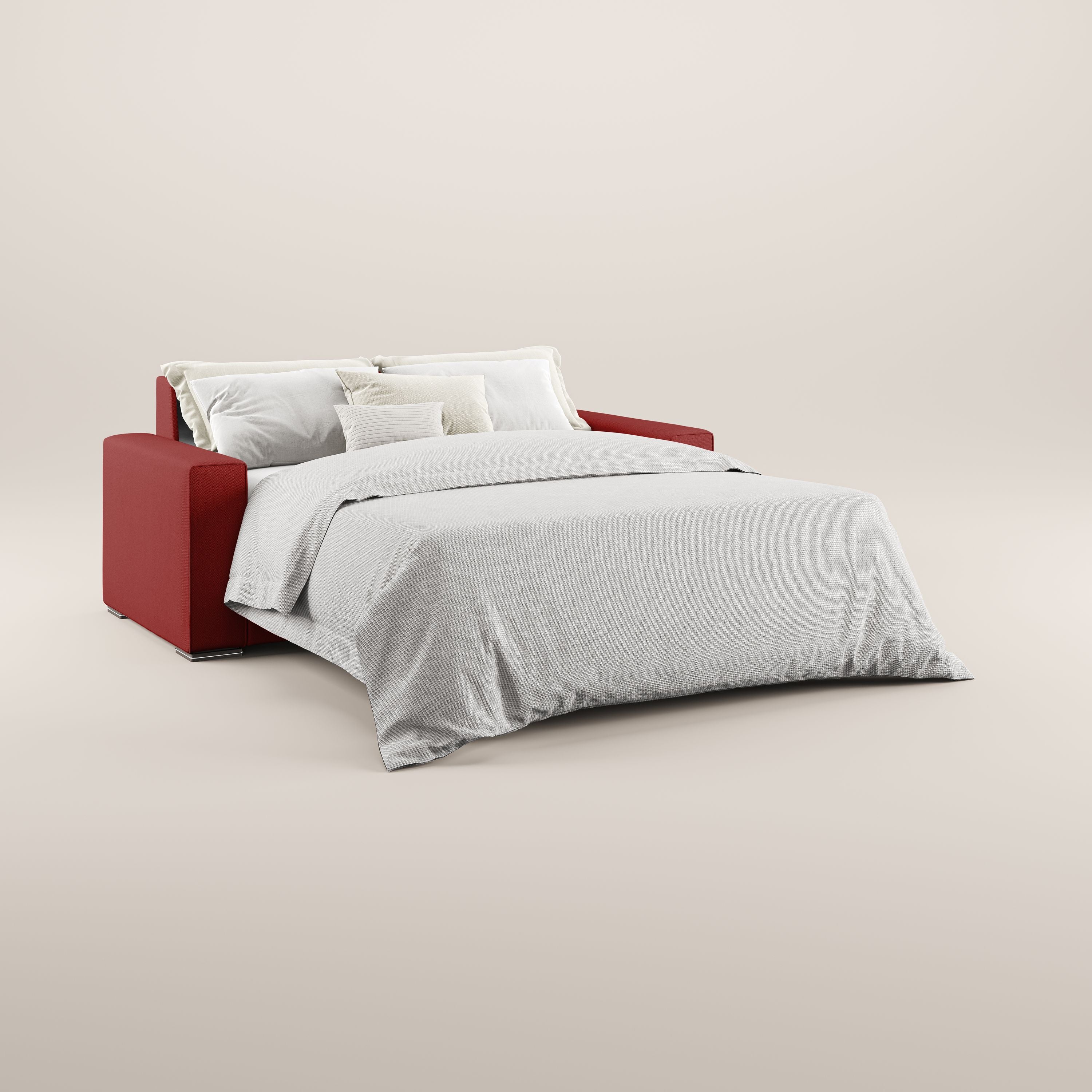 Dream Divano letto moderno dai morbidi cuscini in tessuto smacchiabile T05 rosso - divani.store