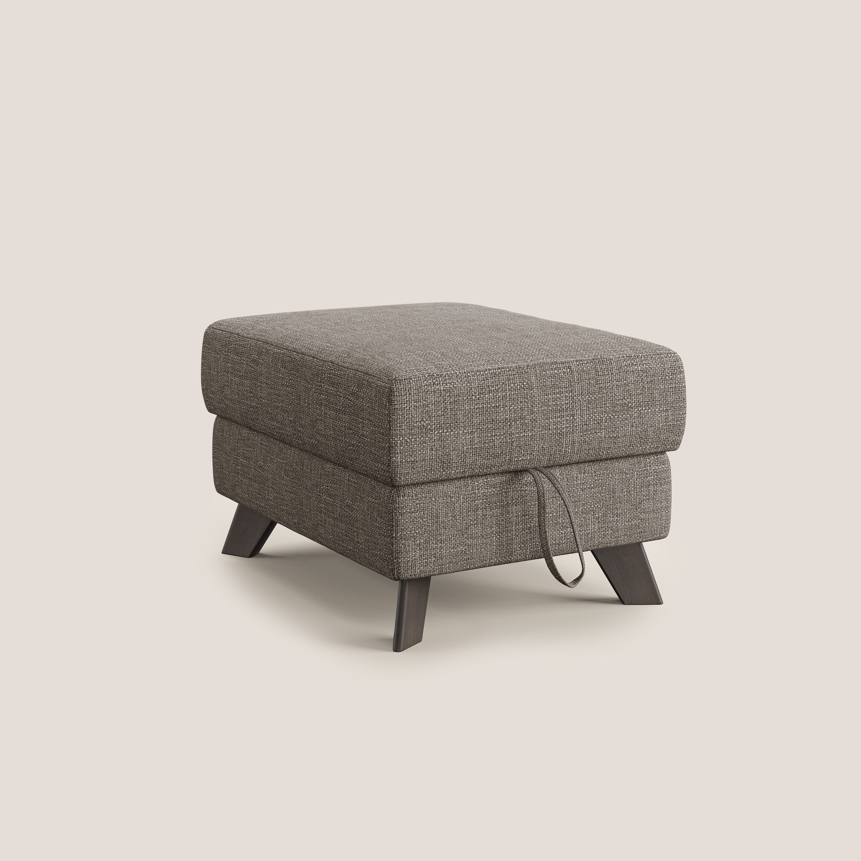 Moon Pouf contenitore e piedini alti in tessuto morbido ad intreccio soft-touch impermeabile T06 marrone - divani.store