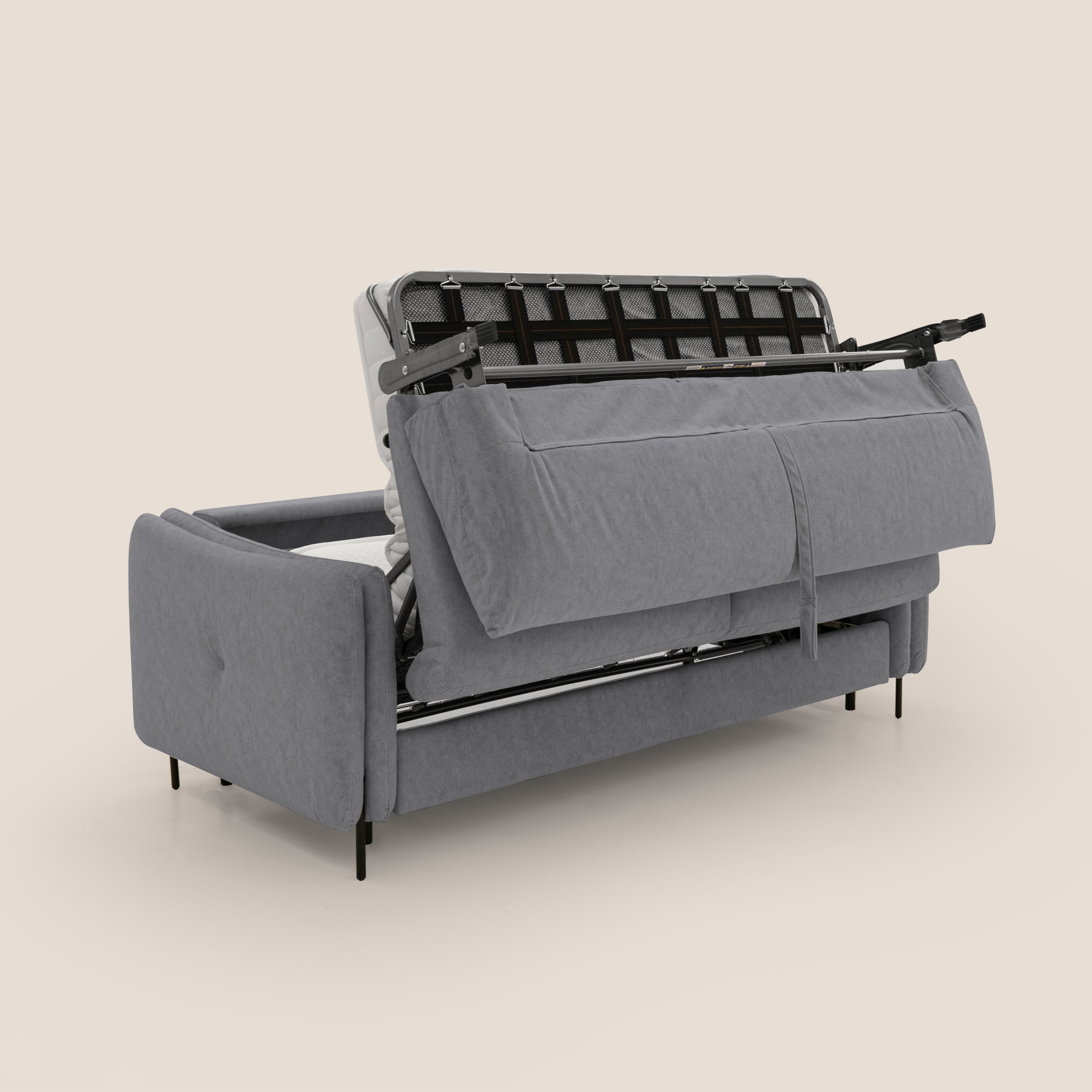 Gregory Divano letto con materasso h18 cm in microfibra effetto velluto impermeabile T09 grigio - divani.store