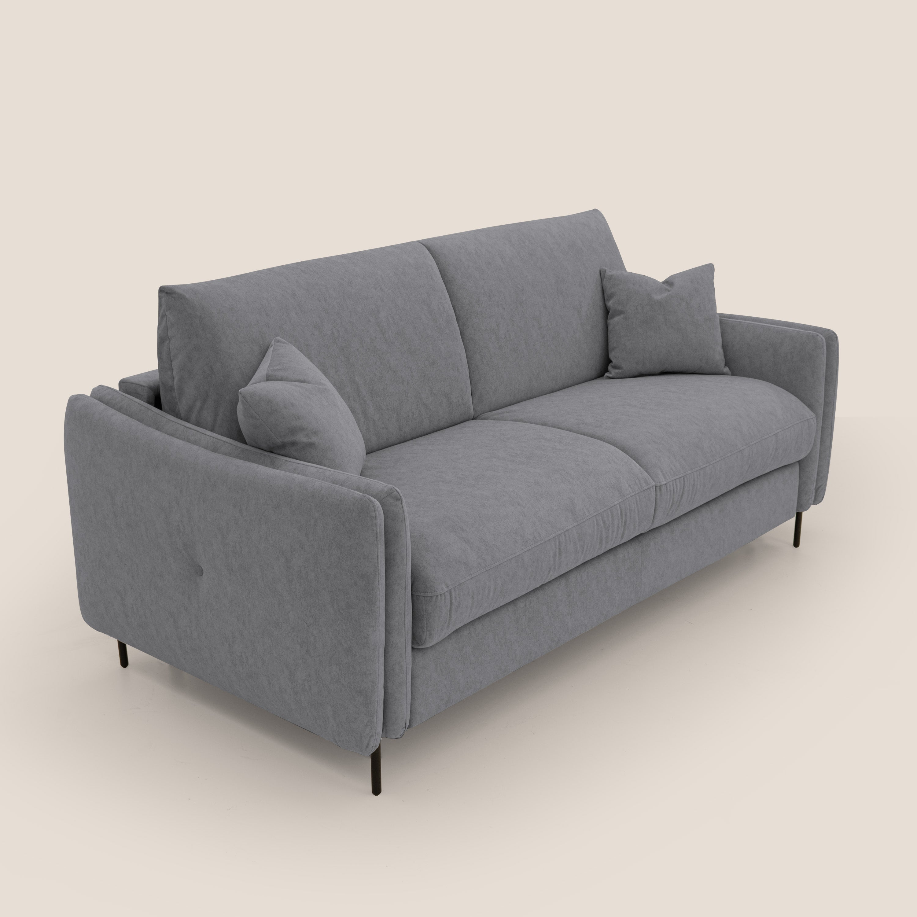 Gregory Divano letto con materasso h18 cm in microfibra effetto velluto impermeabile T09 grigio - divani.store