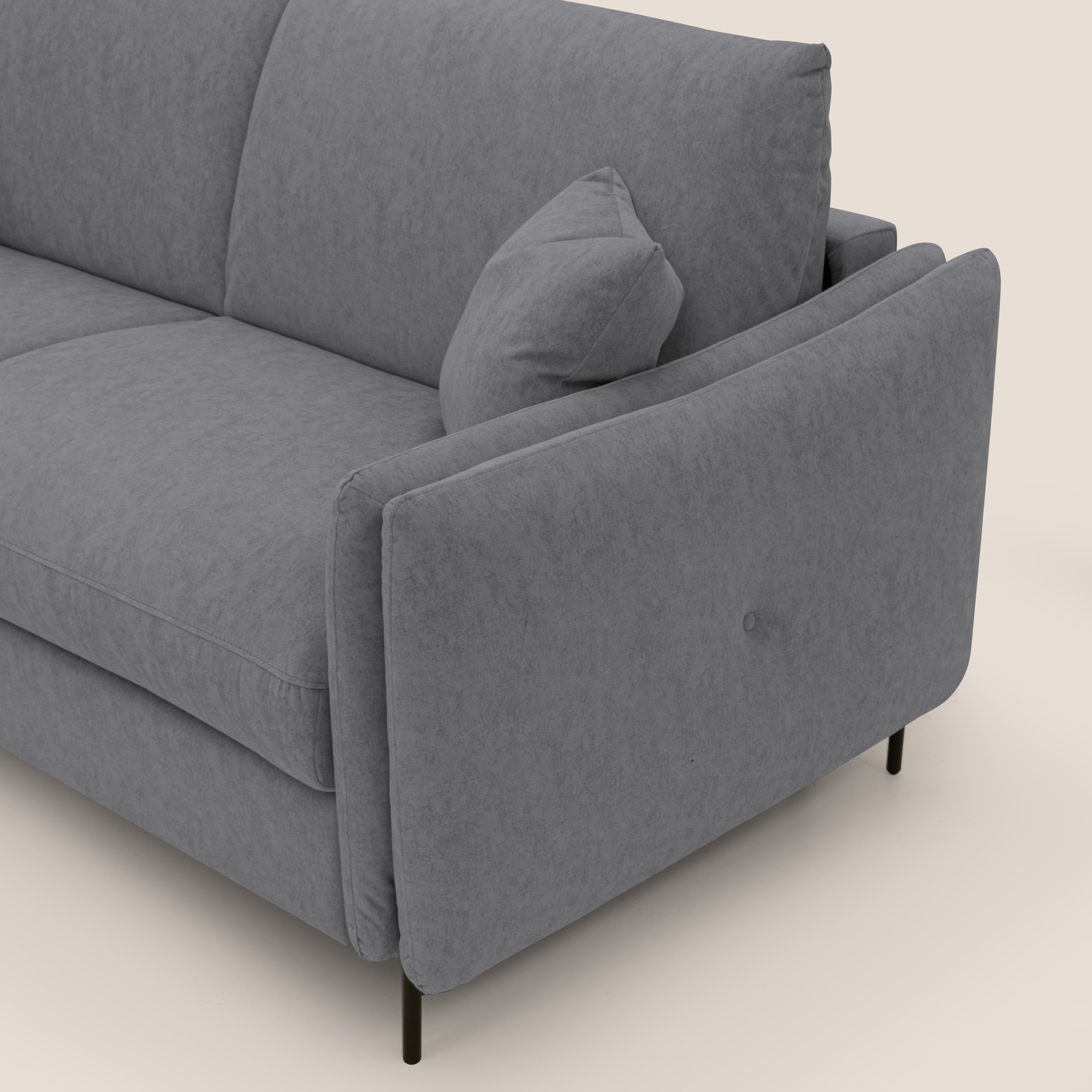 Gregory Divano letto con materasso h18 cm in microfibra effetto velluto impermeabile T09 grigio - divani.store