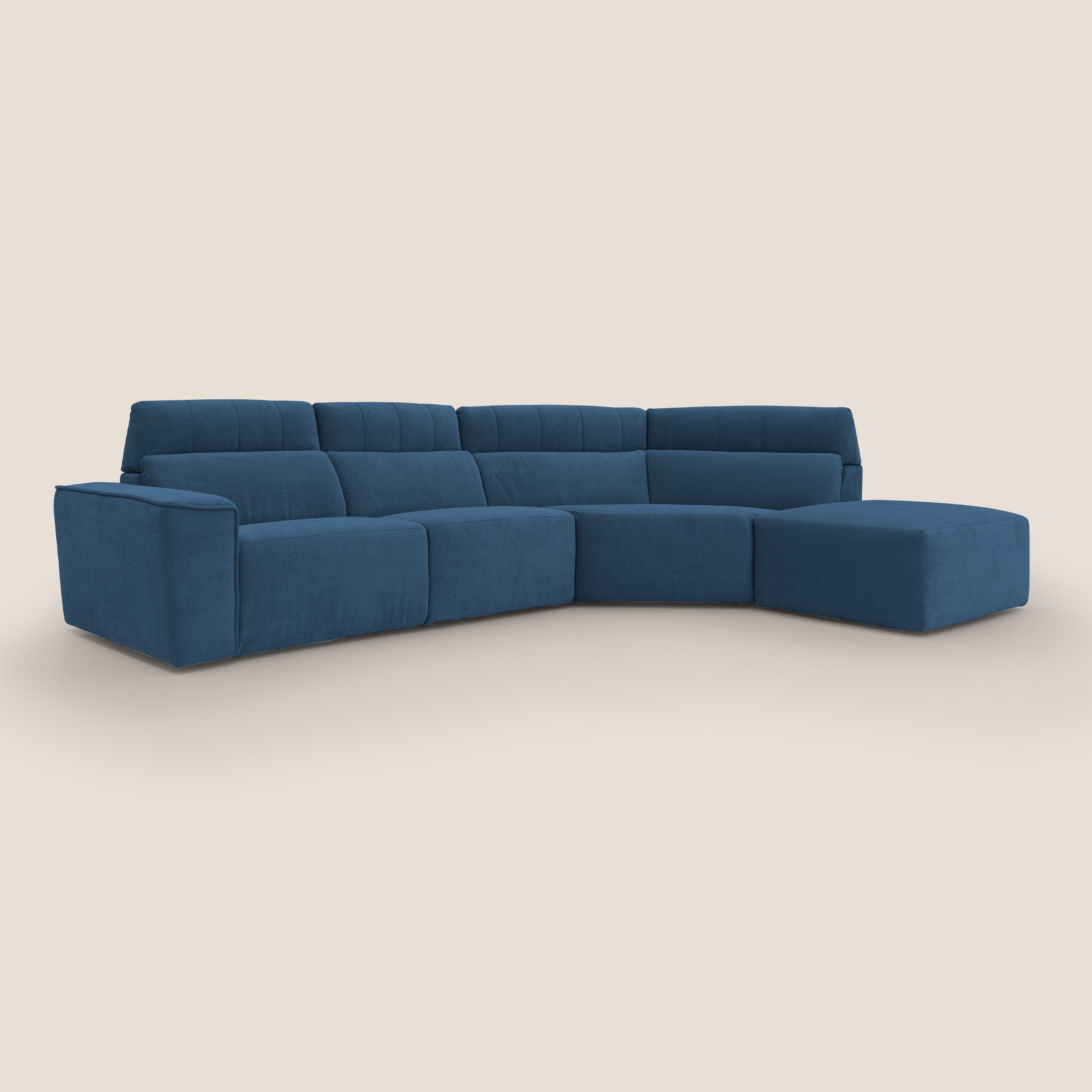 Clark Divano angolare con opzione relax elettrico in tessuto smacchiabile impermeabile T17 blu - divani.store