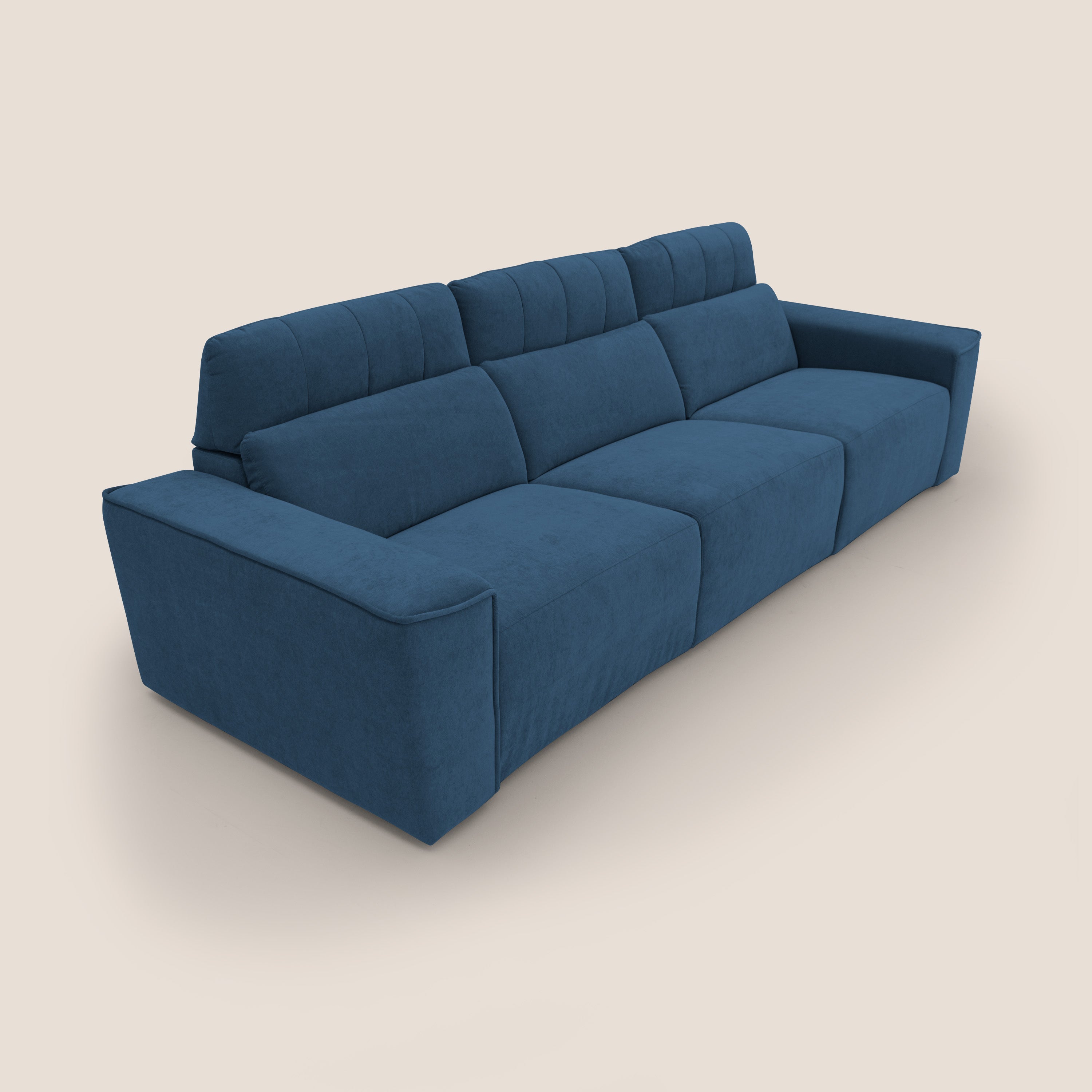 Clark Divano modulare 3 sedute con opzione relax elettrico in tessuto smacchiabile impermeabile T17 blu - divani.store