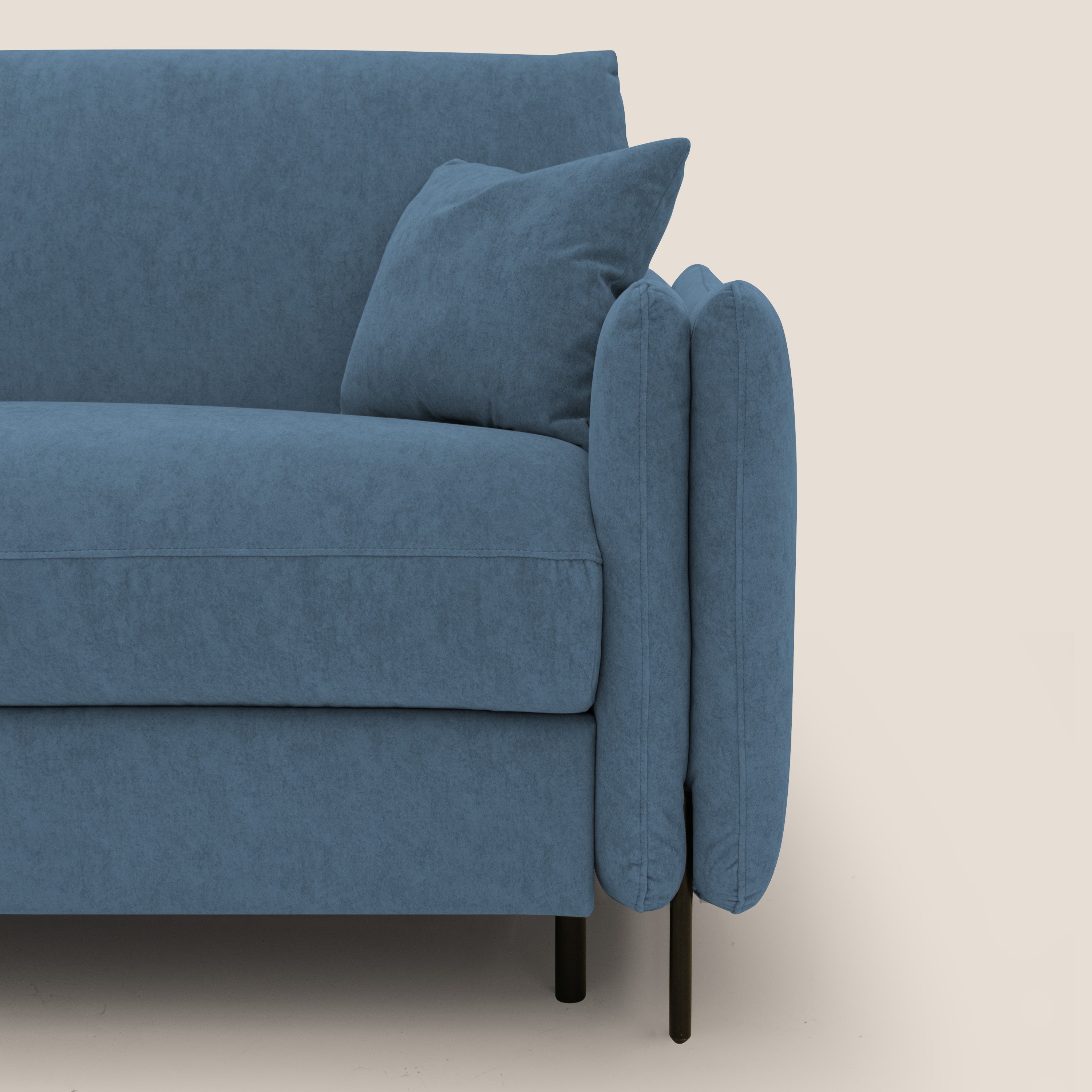 Gregory Divano letto con materasso h18 cm in microfibra effetto velluto impermeabile T09 blu - divani.store