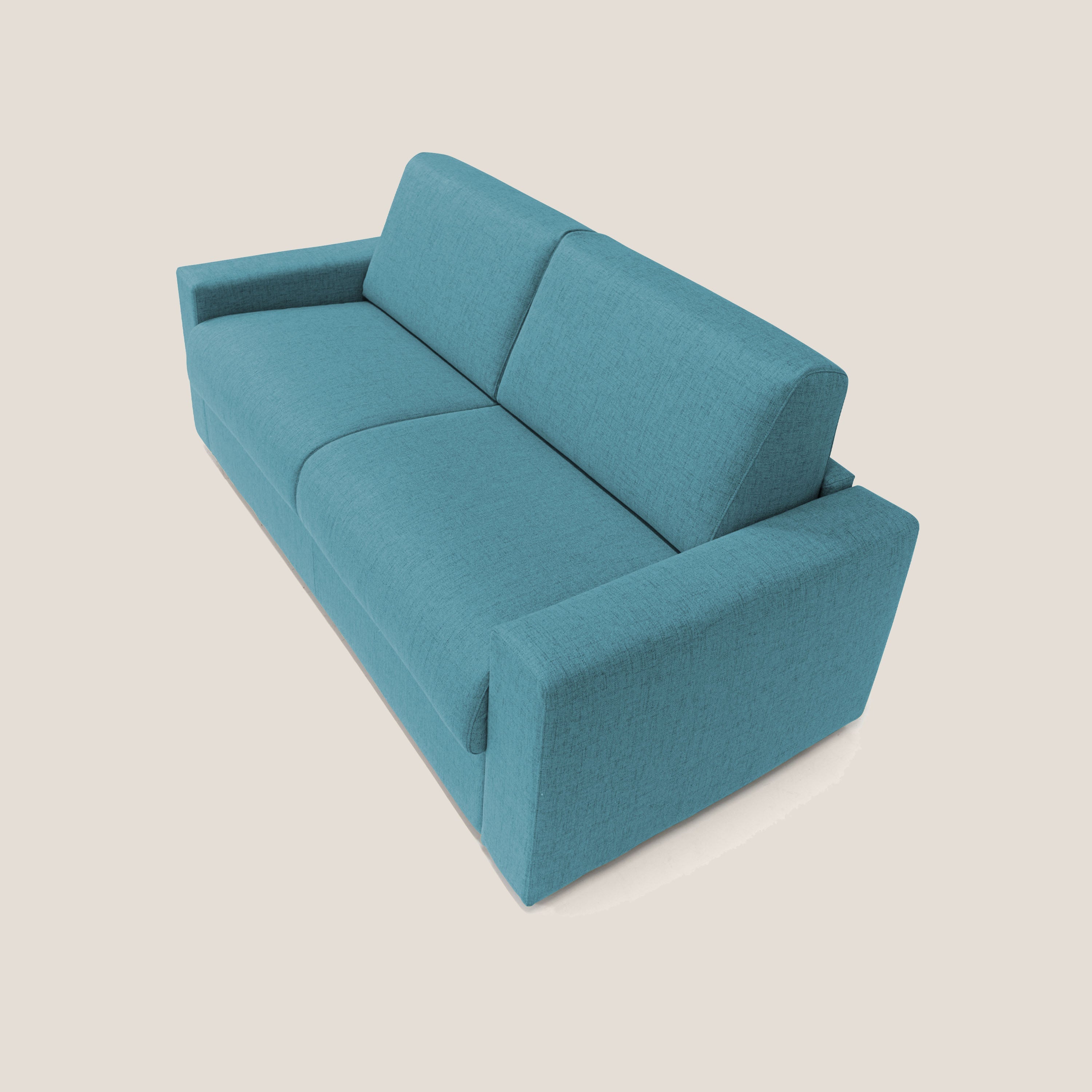 Nixon Divano letto matrimoniale con materasso 20 cm in tessuto impermeabile T03 azzurro - divani.store