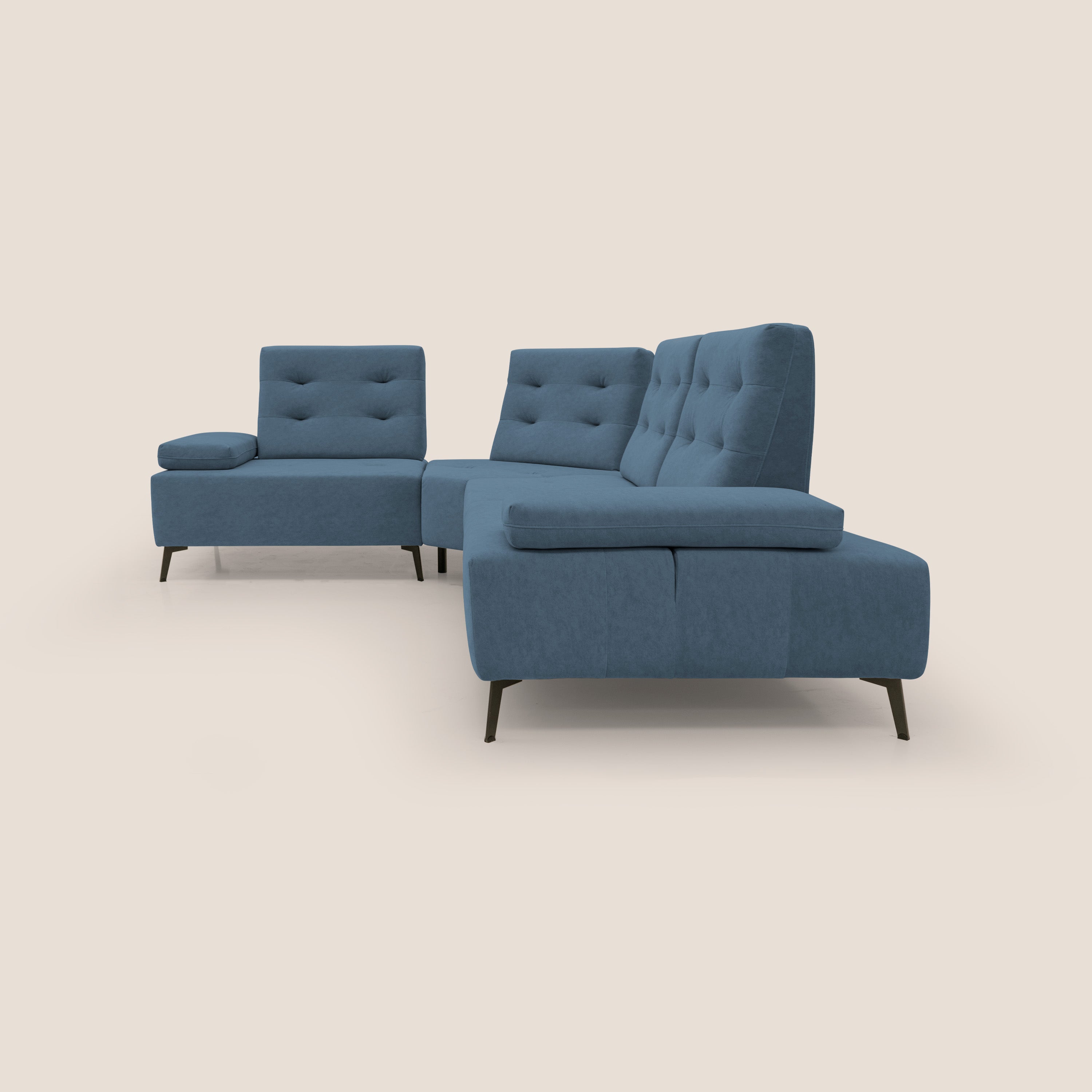 Lugano Divano angolare con schienali traslanti in microfibra effetto velluto T09 - divani.store