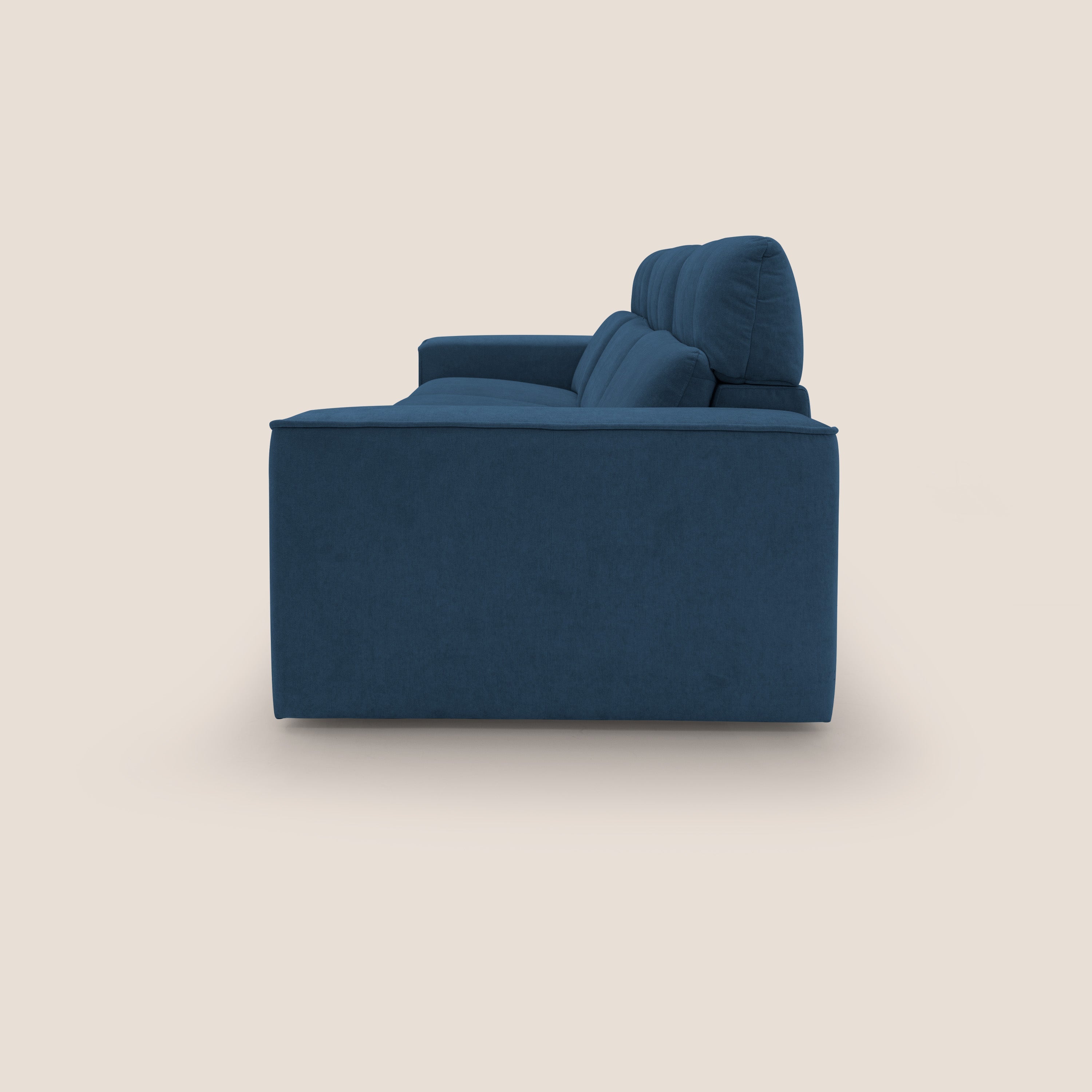 Clark Divano modulare 3 sedute con opzione relax elettrico in tessuto smacchiabile impermeabile T17 blu - divani.store