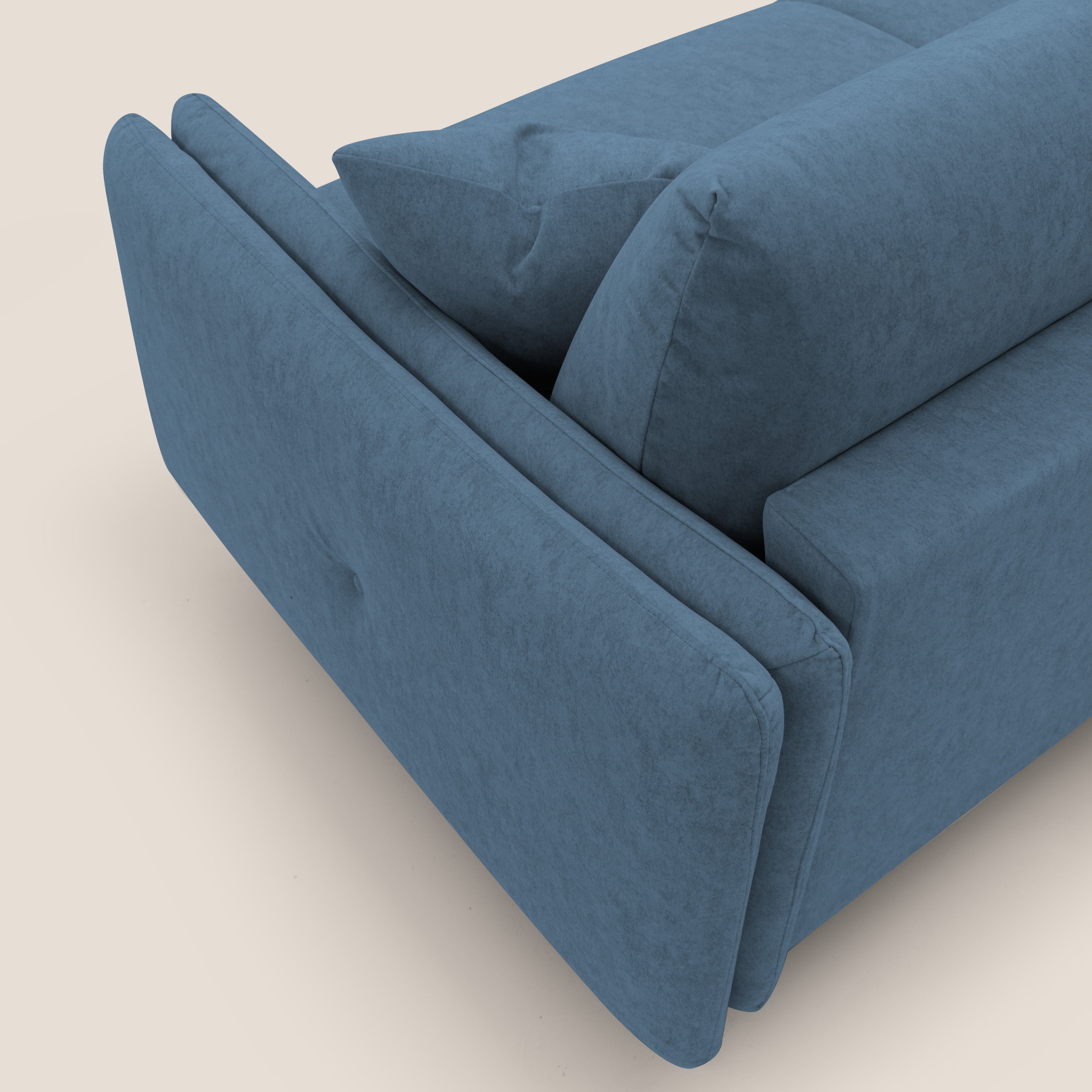 Gregory Divano letto con materasso h18 cm in microfibra effetto velluto impermeabile T09 blu - divani.store