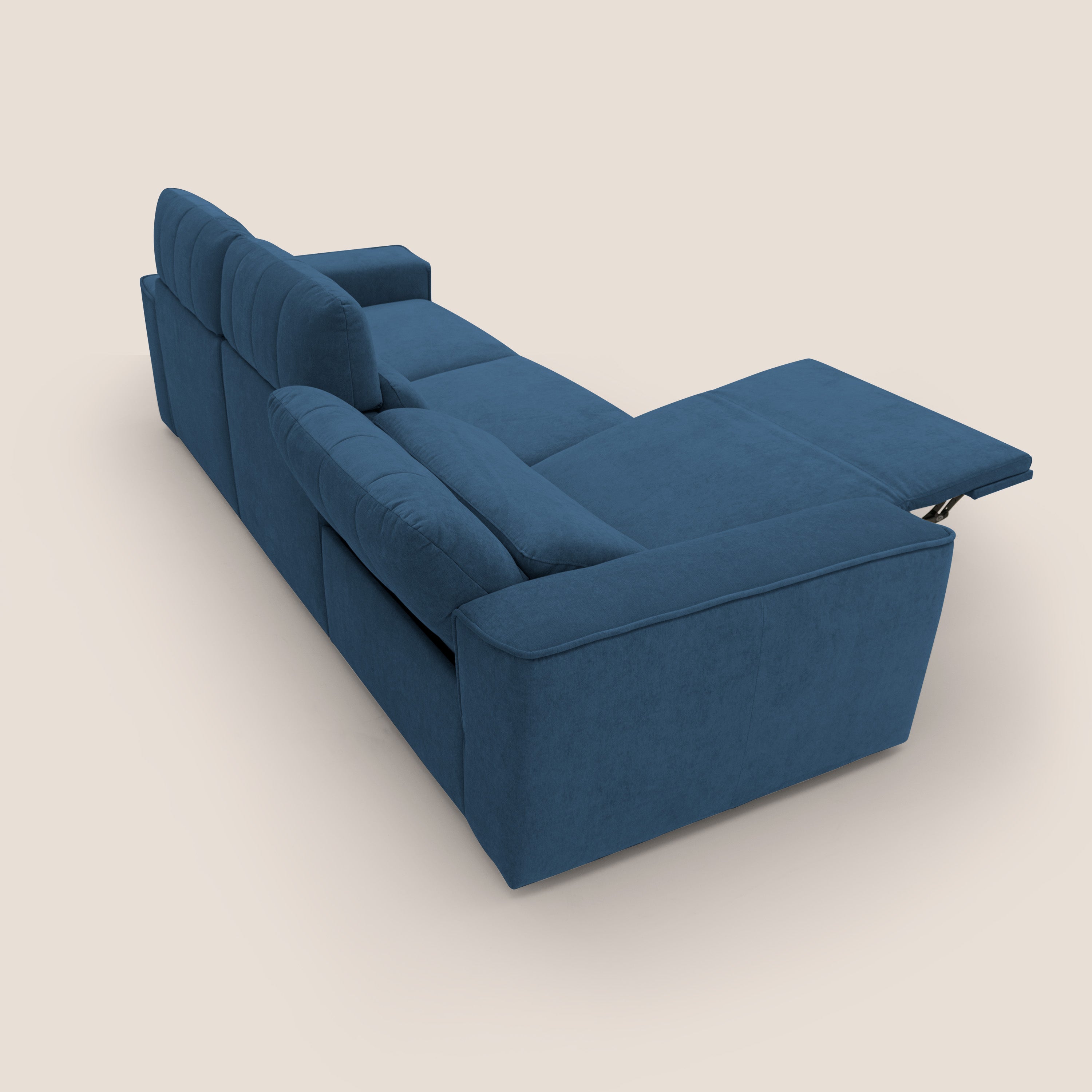 Clark Divano modulare 3 sedute con opzione relax elettrico in tessuto smacchiabile impermeabile T17 blu - divani.store