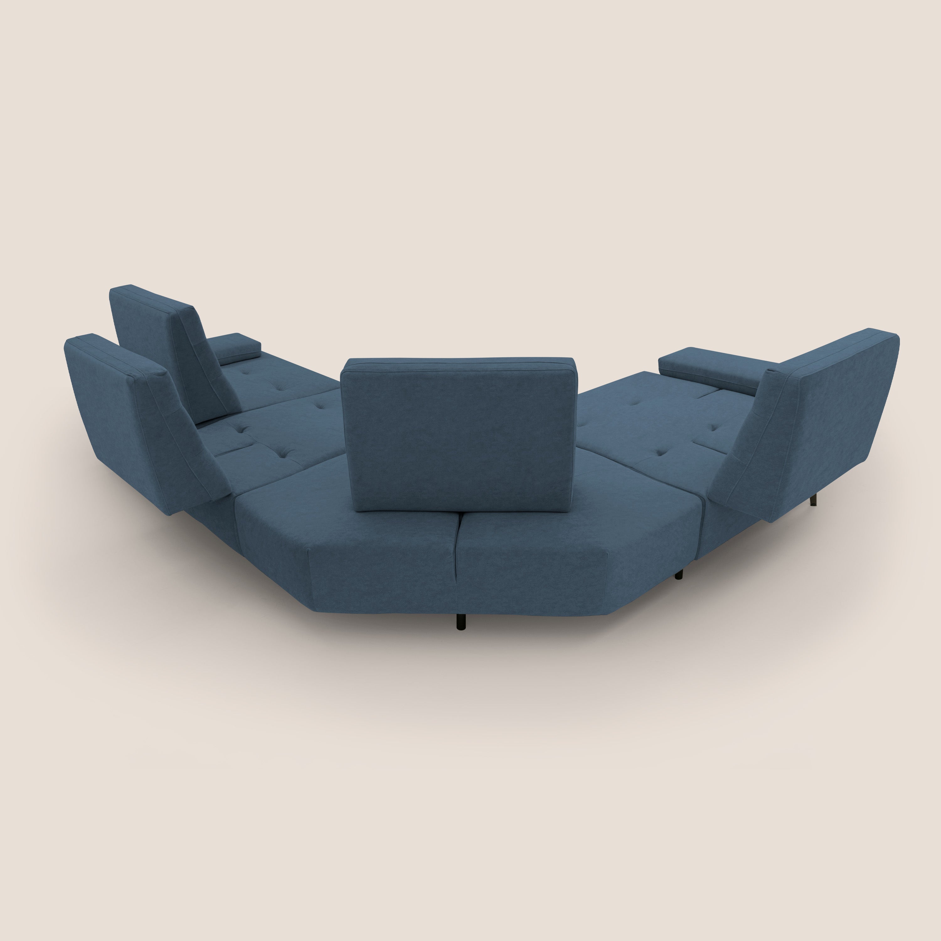 Lugano Divano angolare con schienali traslanti in microfibra effetto velluto T09 - divani.store