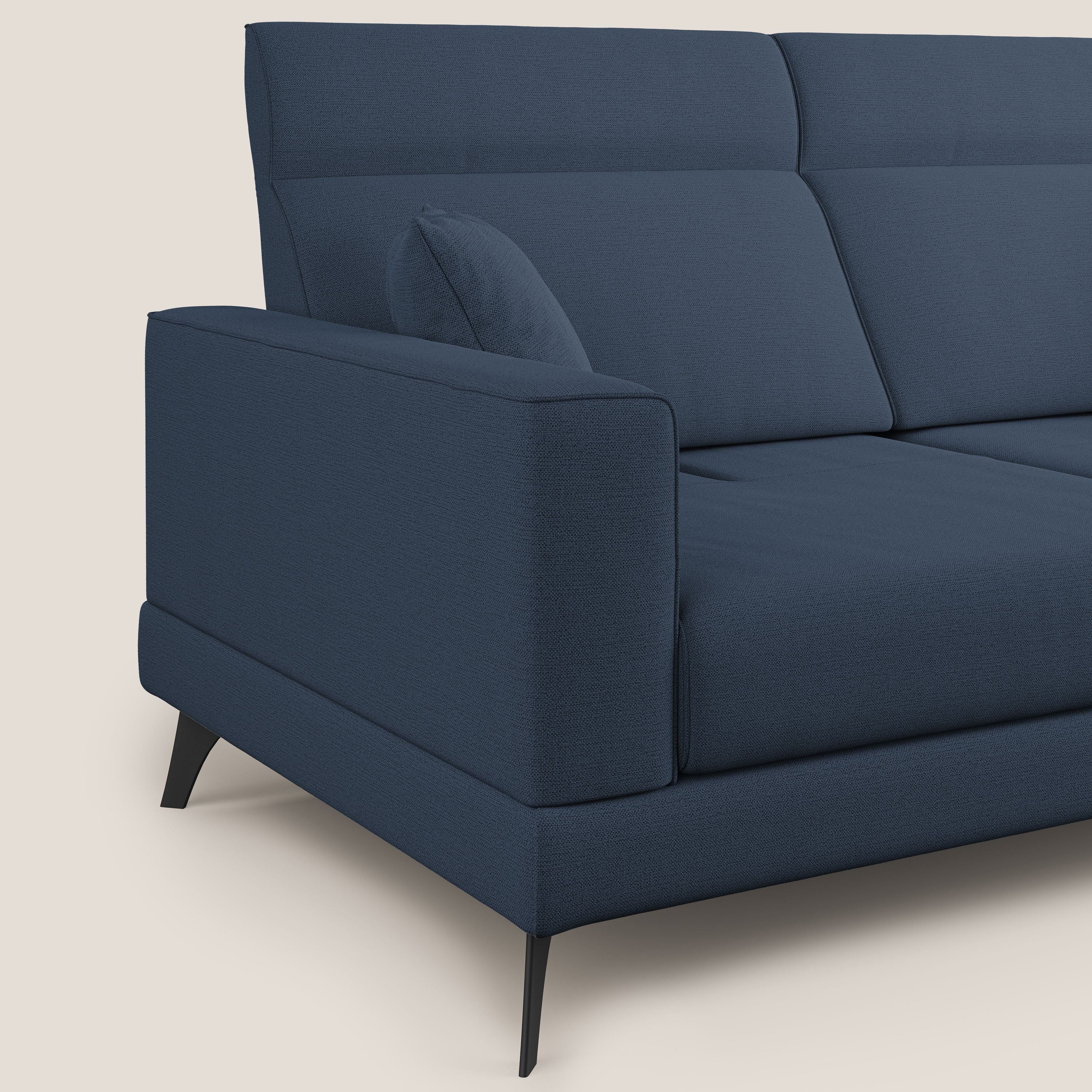 Slide Divano con schienali traslanti e poggiatesta in tessuto simil cotone impermeabile T19 blu - divani.store