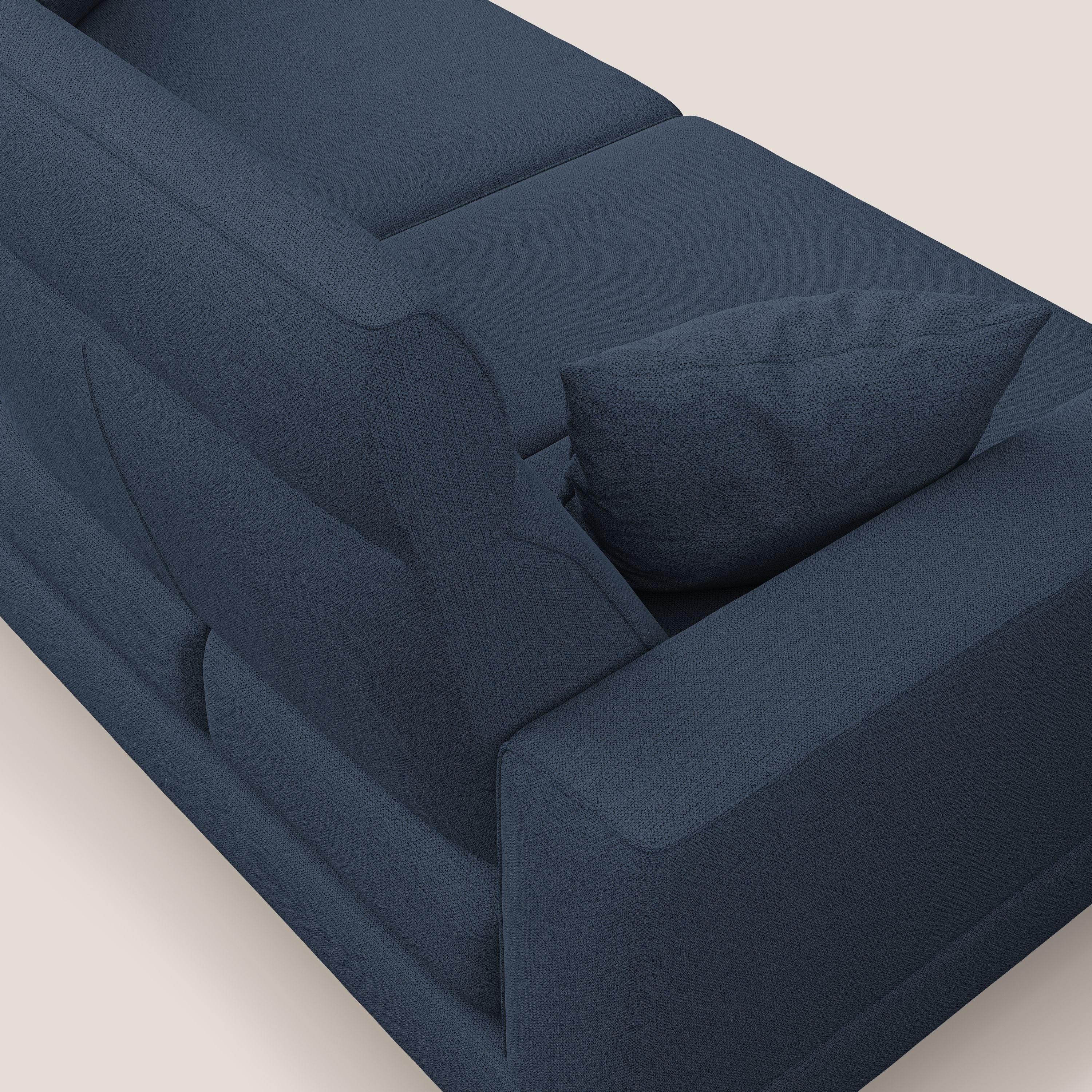 Slide Divano con schienali traslanti e poggiatesta in tessuto simil cotone impermeabile T19 blu - divani.store