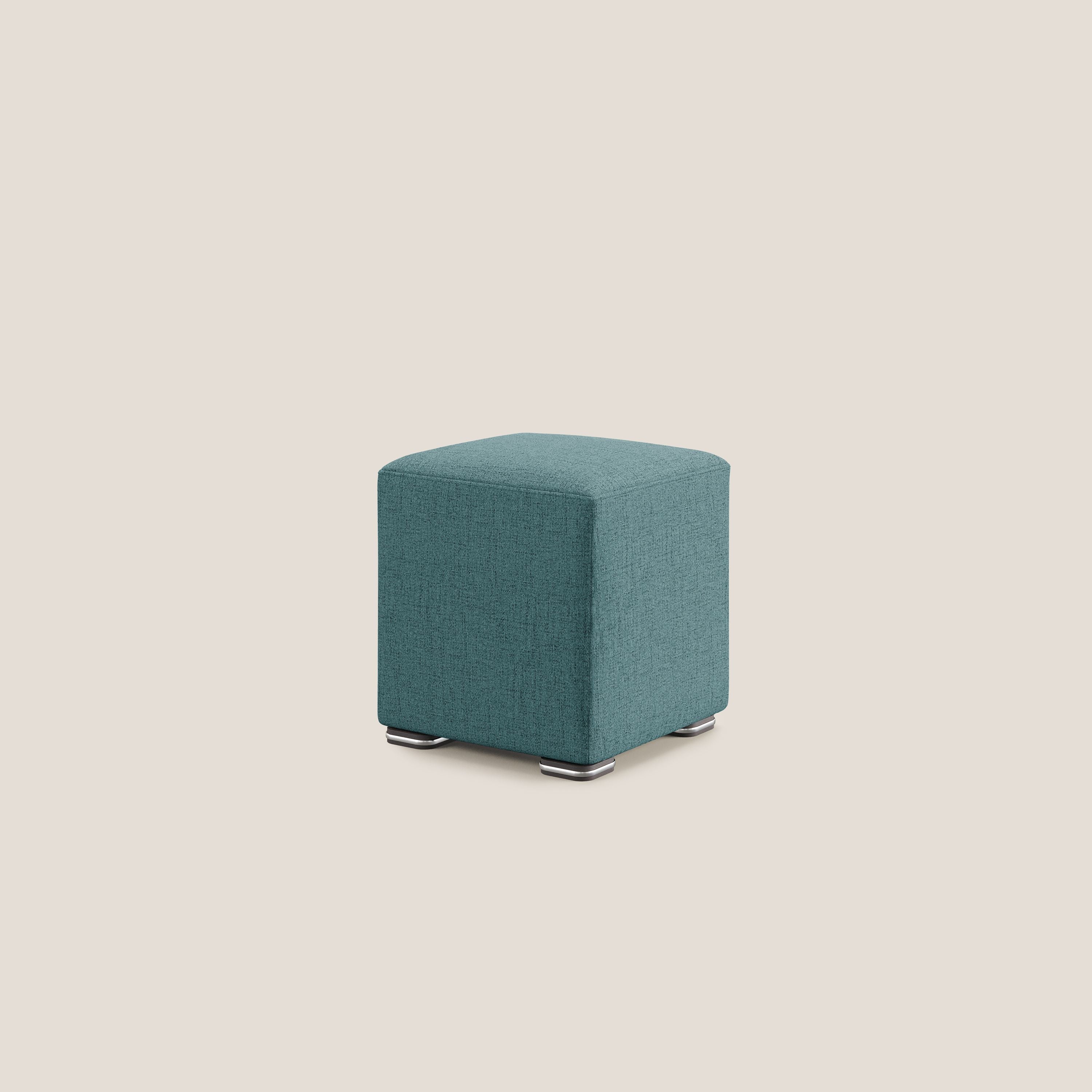 Cube pouf in tessuto morbido impermeabile T03 azzurro - divani.store