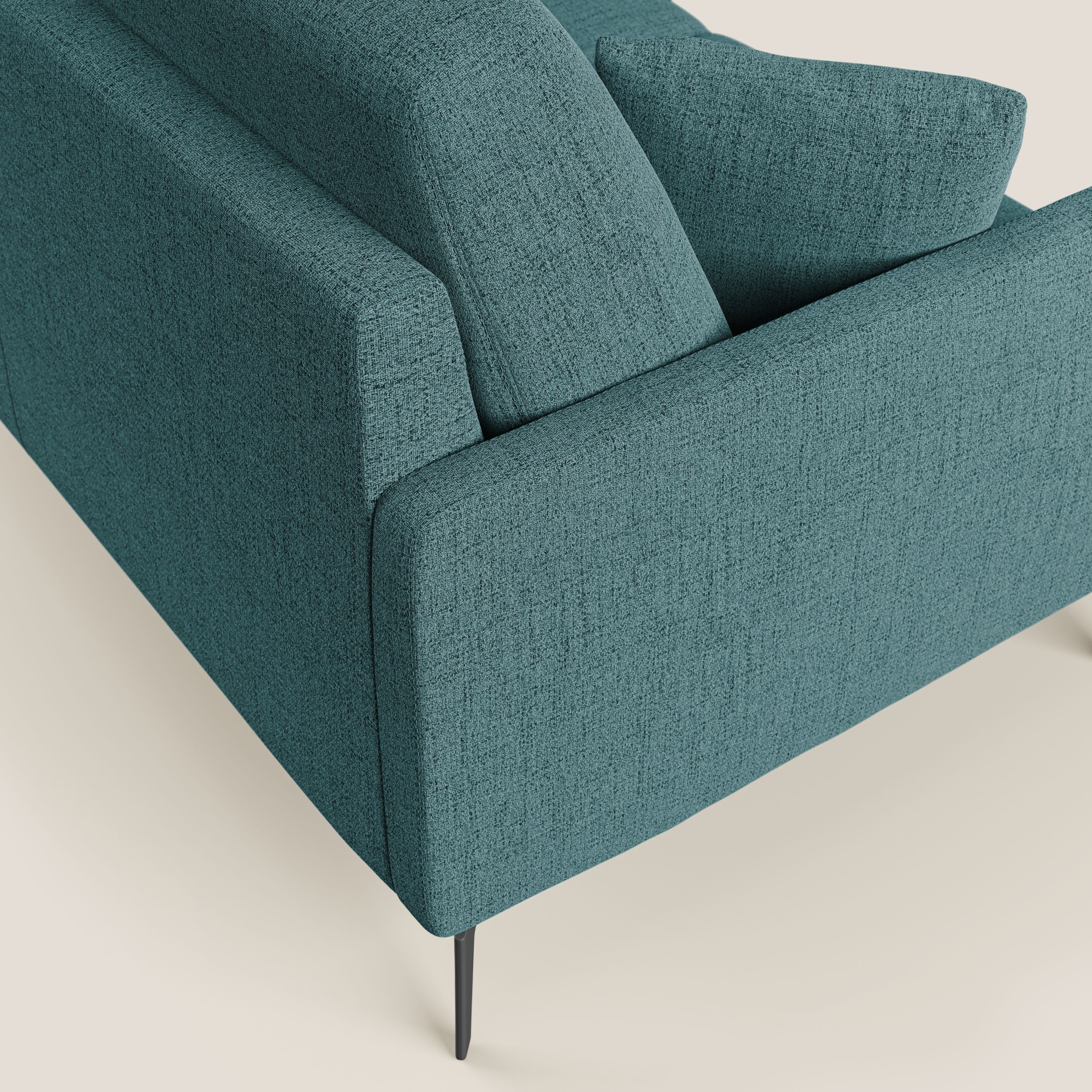 Saturno divano angolare moderno in tessuto morbido impermeabile T03 azzurro - divani.store