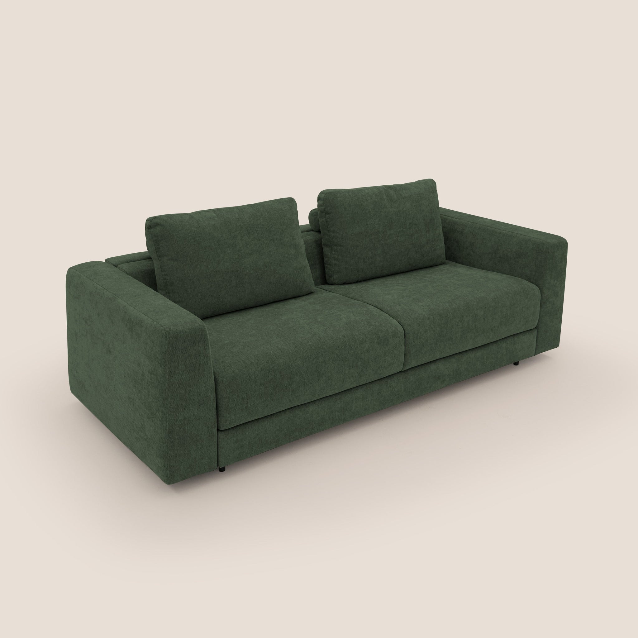 Freia Minimales Schlafsofa mit h15 cm Matratze und weichen Rückenlehnen aus wasserfestem Stoff T14