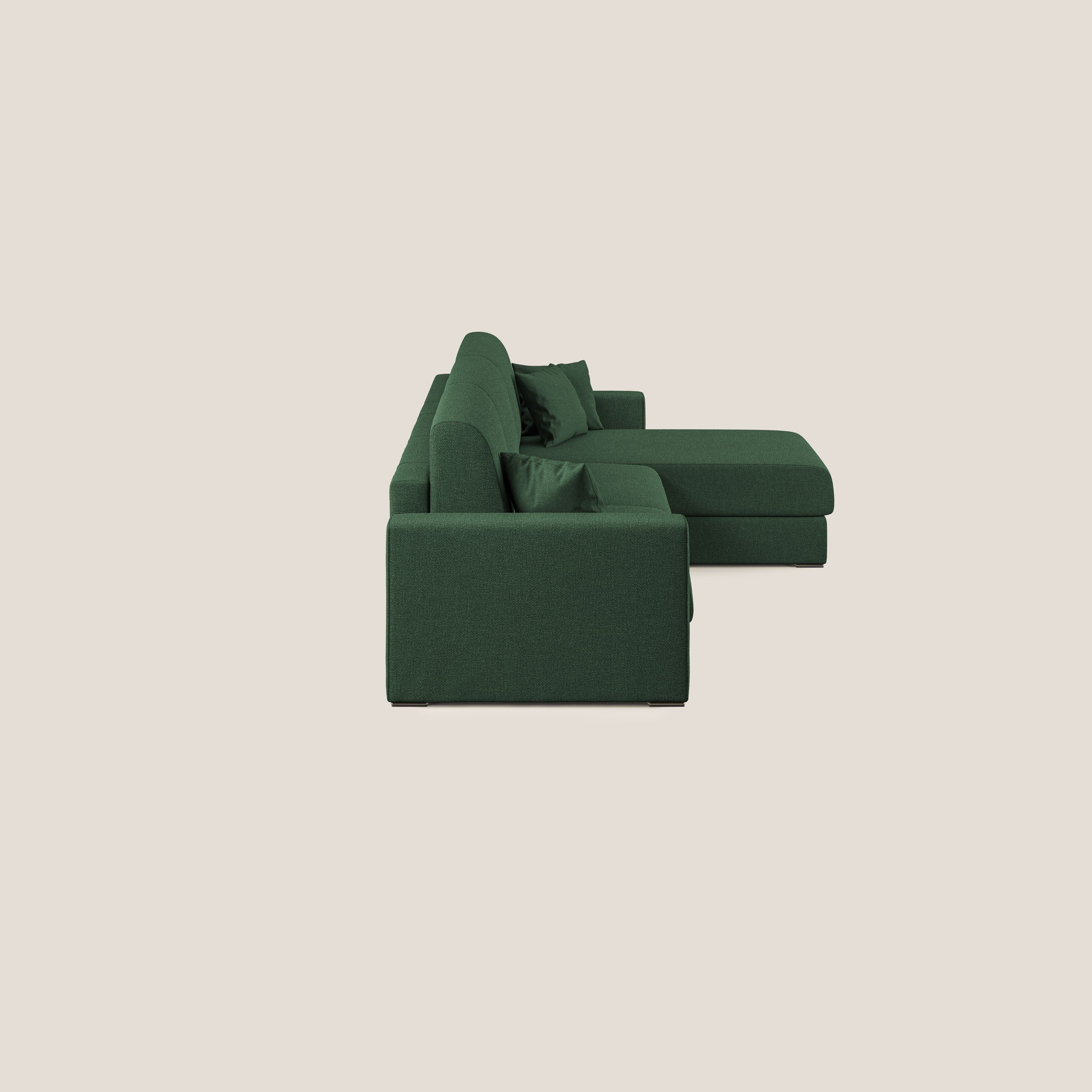 Best Divano letto angolare con penisola in tessuto smacchiabile QuickClean T08 verde - divani.store