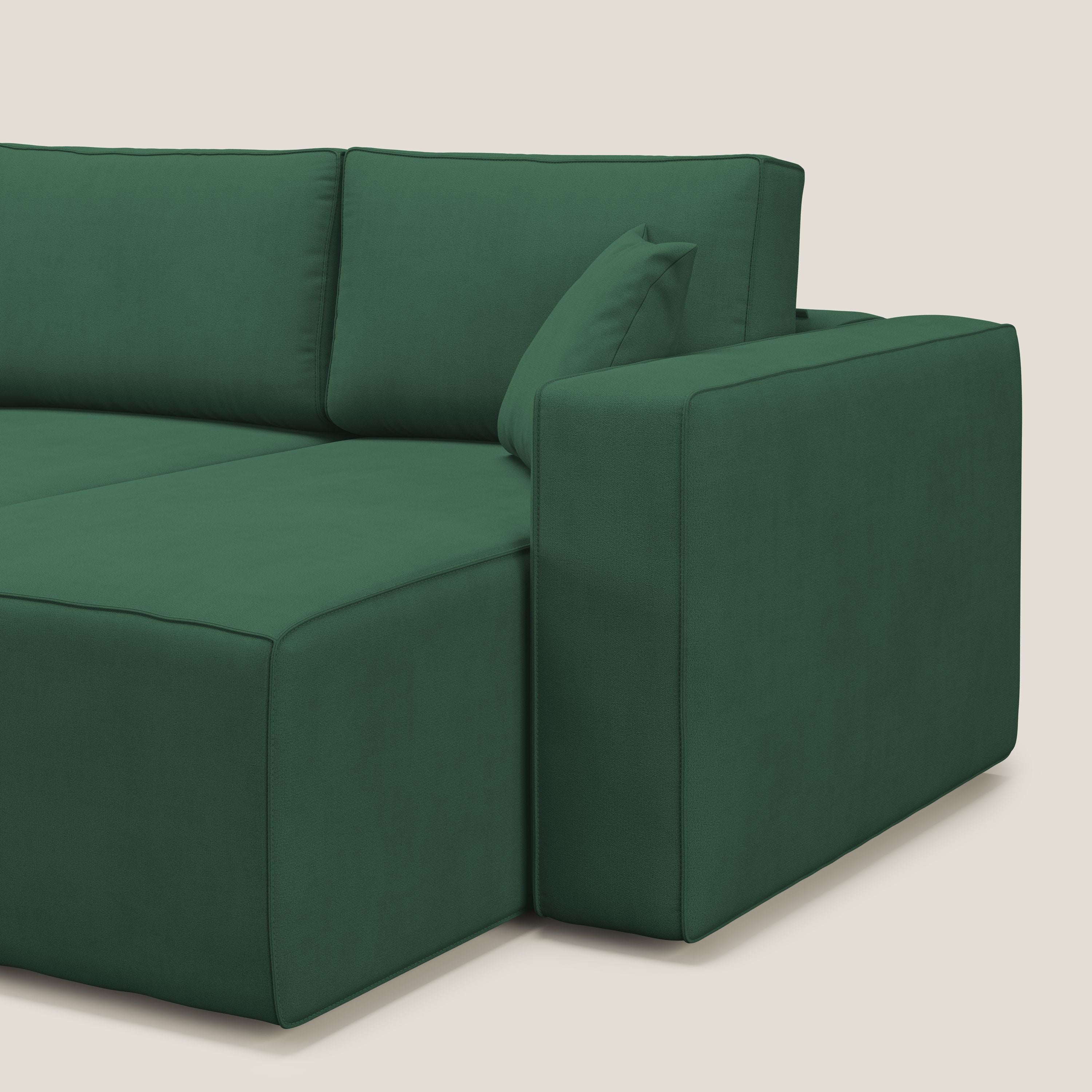 Morfeo divano con 3 sedute estraibili in morbido tessuto impermeabile T02 verde - divani.store