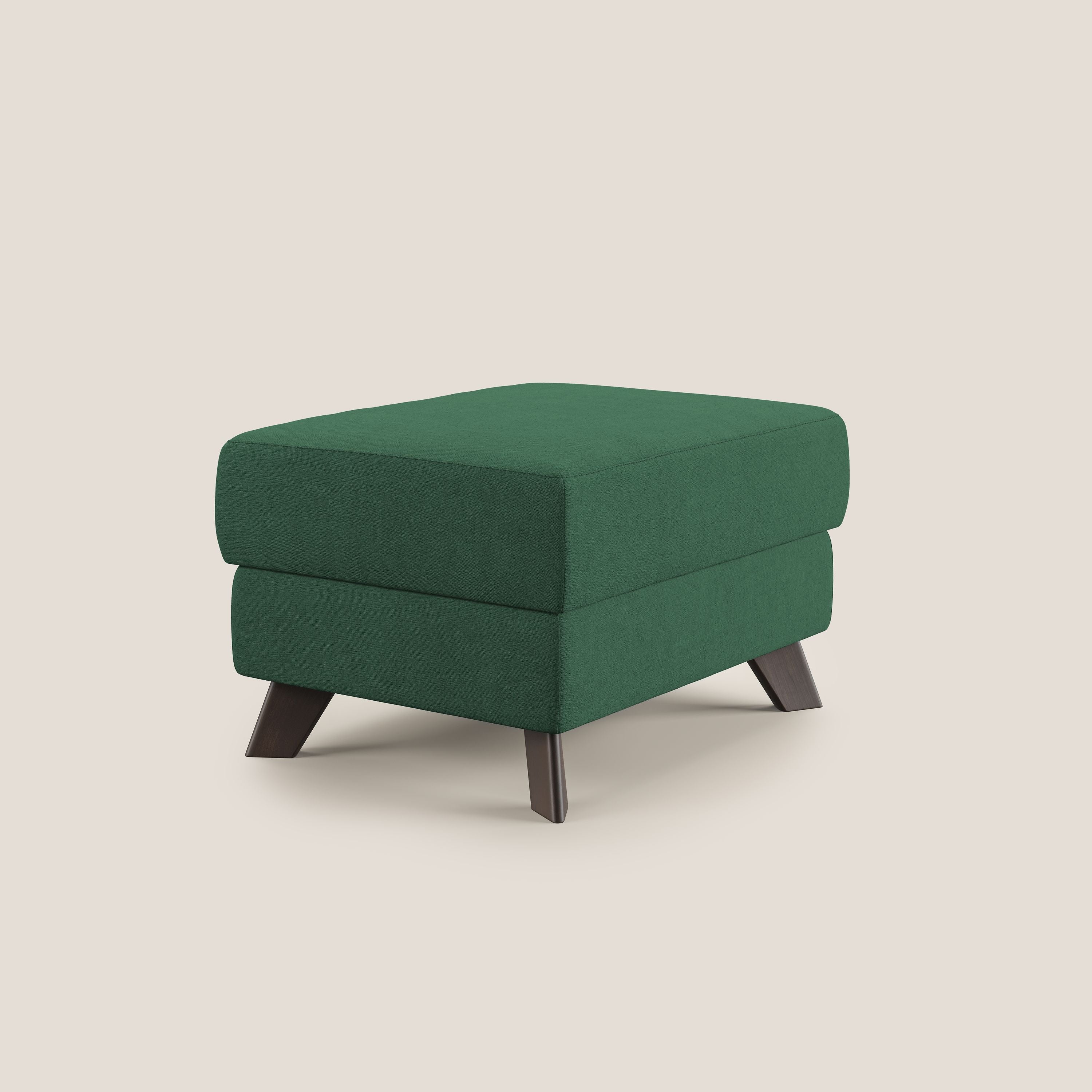 Moon Pouf contenitore e piedini alti in tessuto morbido impermeabile T02 verde - divani.store