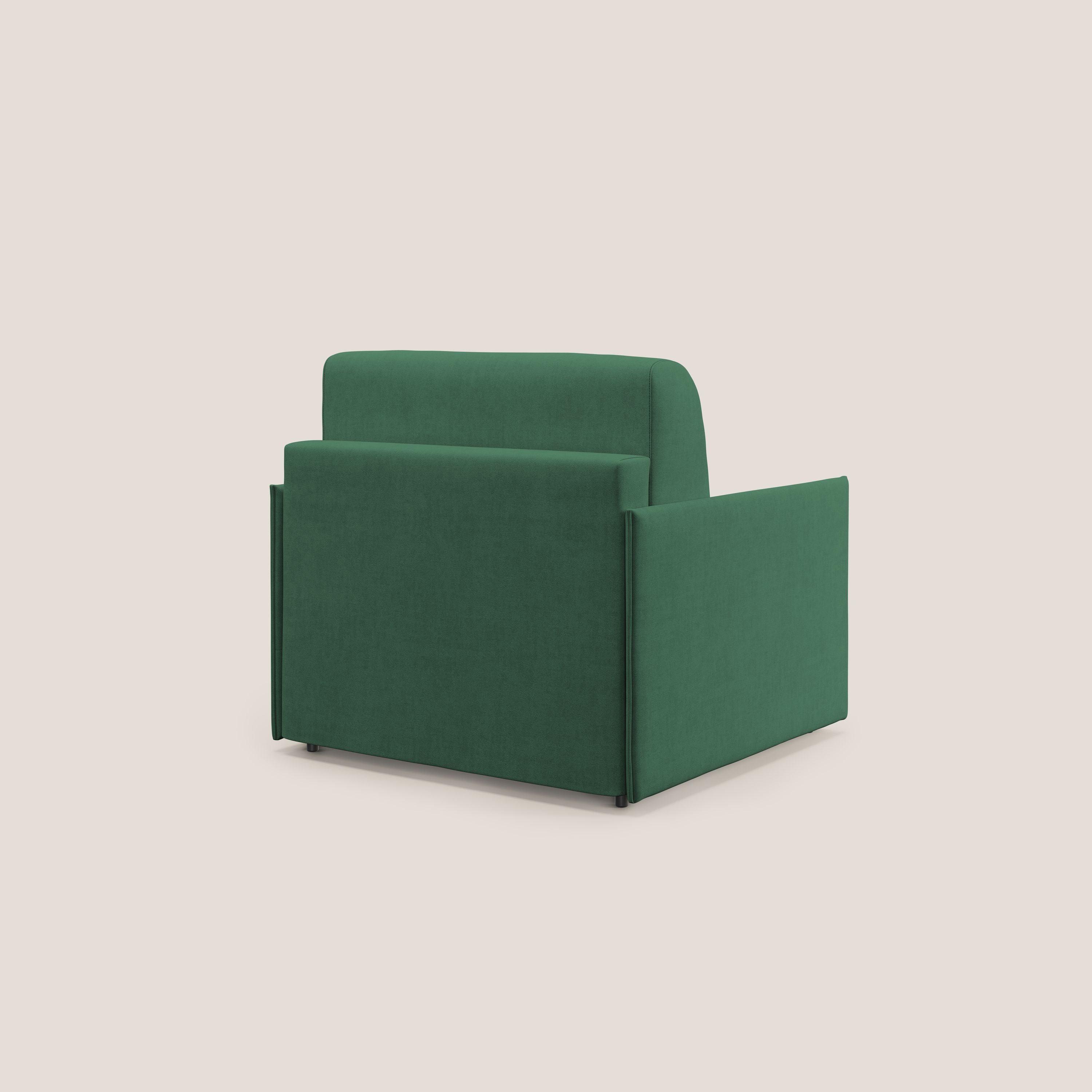 Evans poltrona letto in morbido tessuto impermeabile T02 verde - divani.store