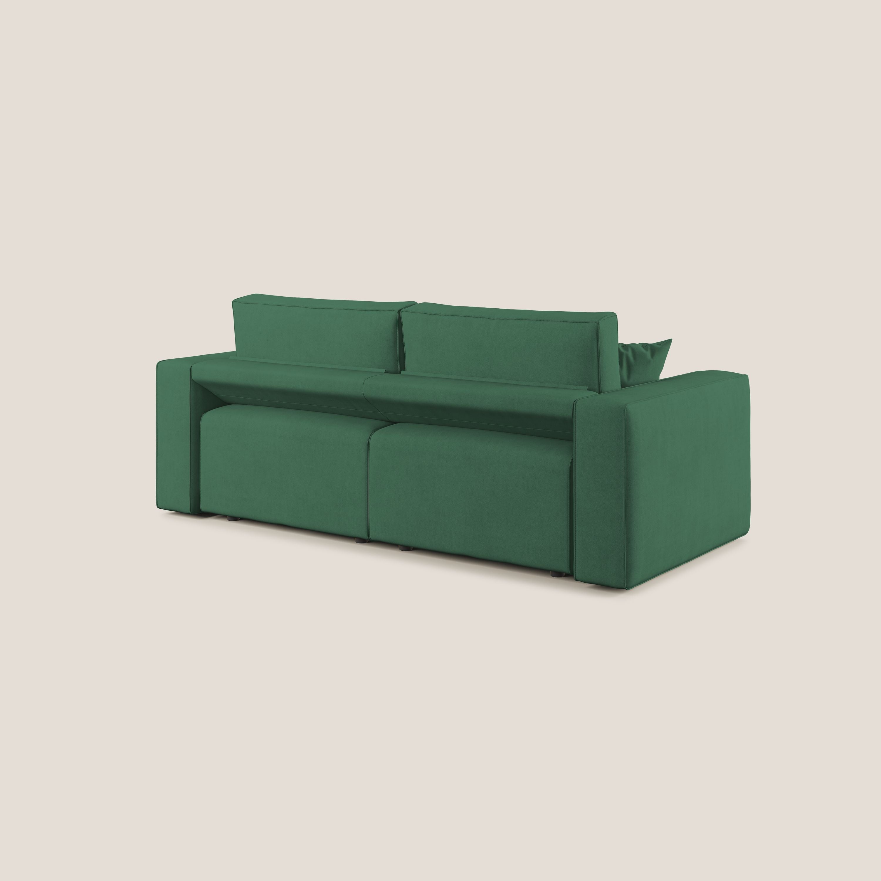 Morfeo divano con sedute estraibili in morbido tessuto impermeabile T02 verde - divani.store