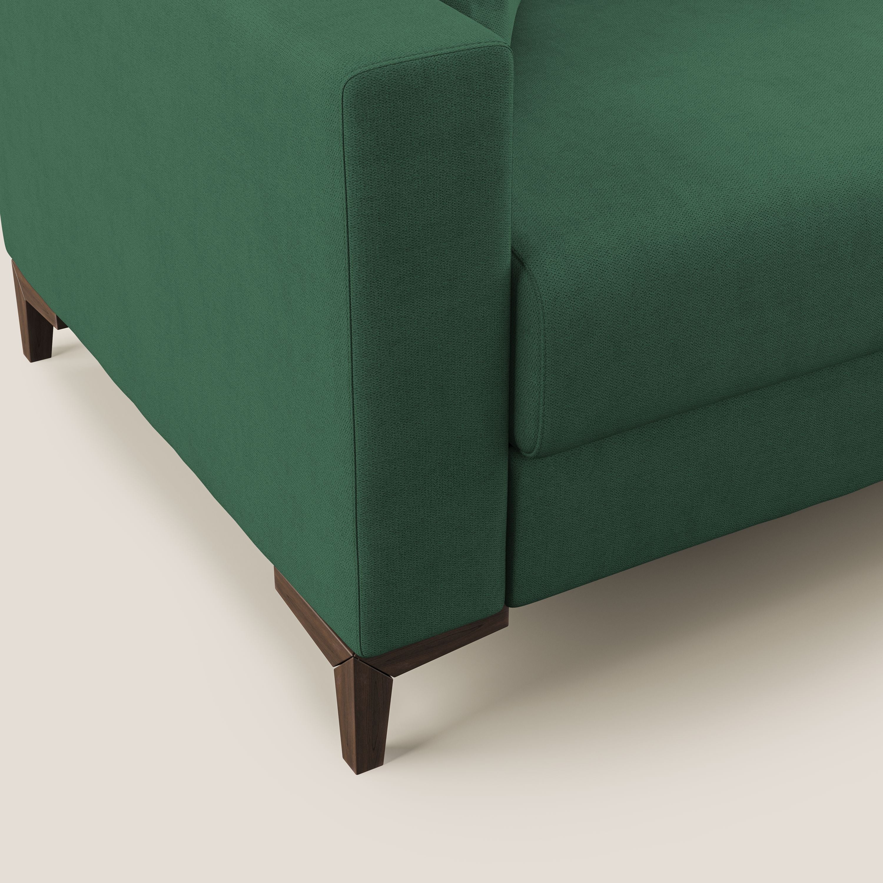 Kafka divano letto matrimoniale in morbido tessuto impermeabile T02 verde - divani.store