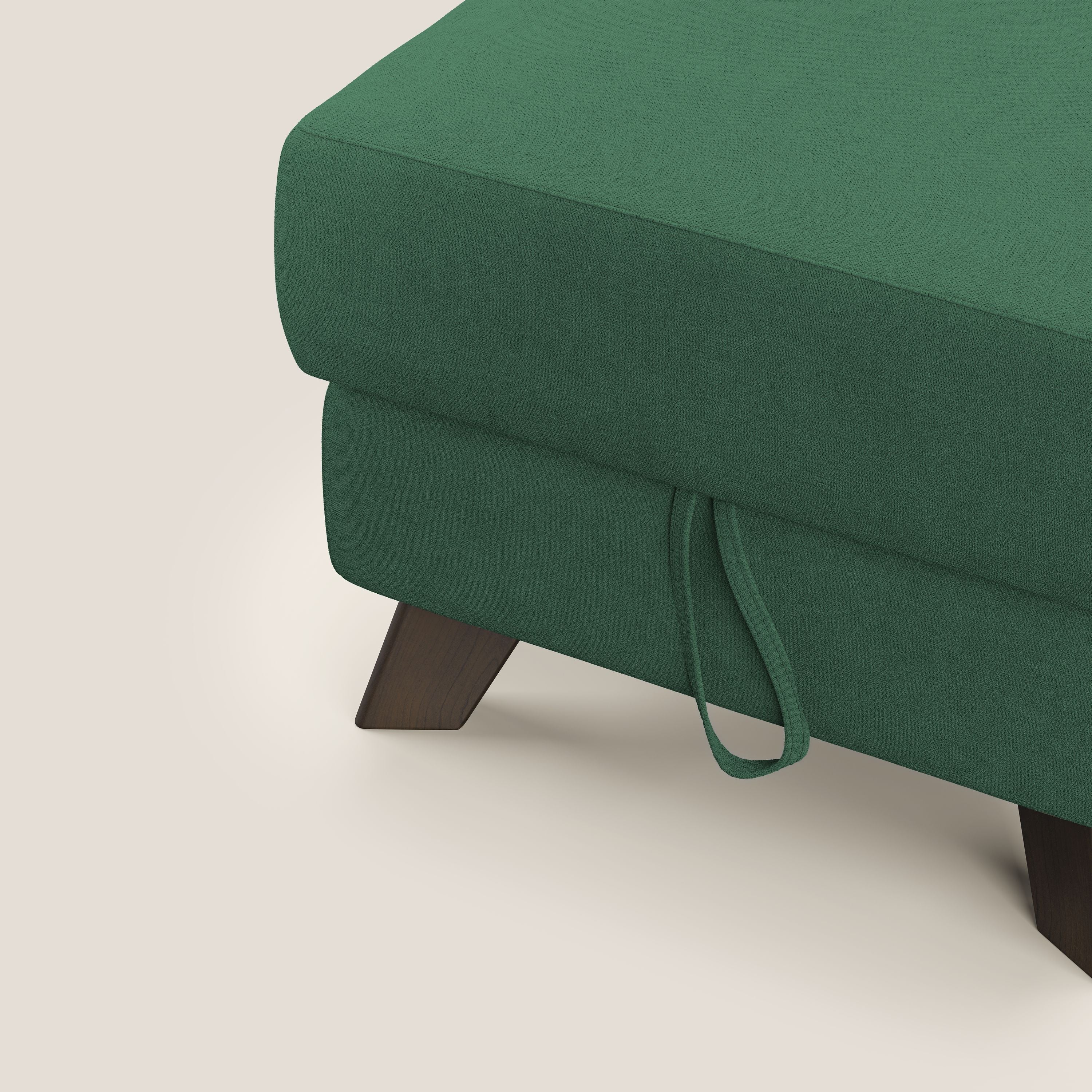 Moon Pouf contenitore e piedini alti in tessuto morbido impermeabile T02 verde - divani.store