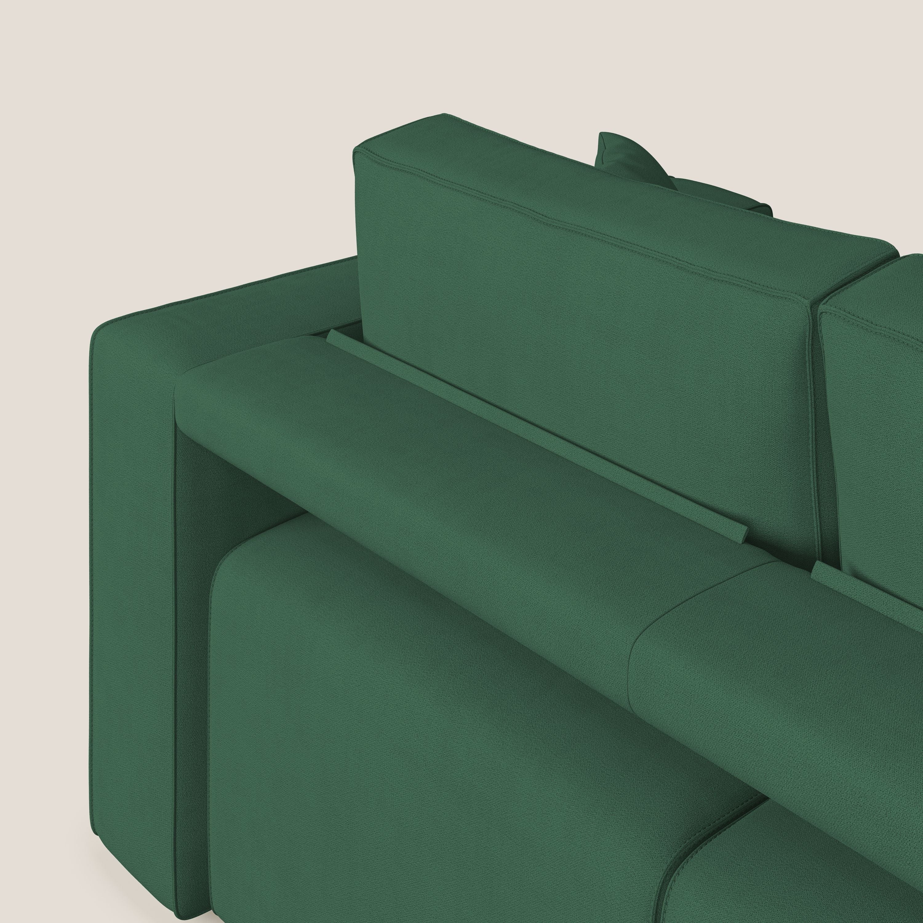 Morfeo divano con 3 sedute estraibili in morbido tessuto impermeabile T02 verde - divani.store