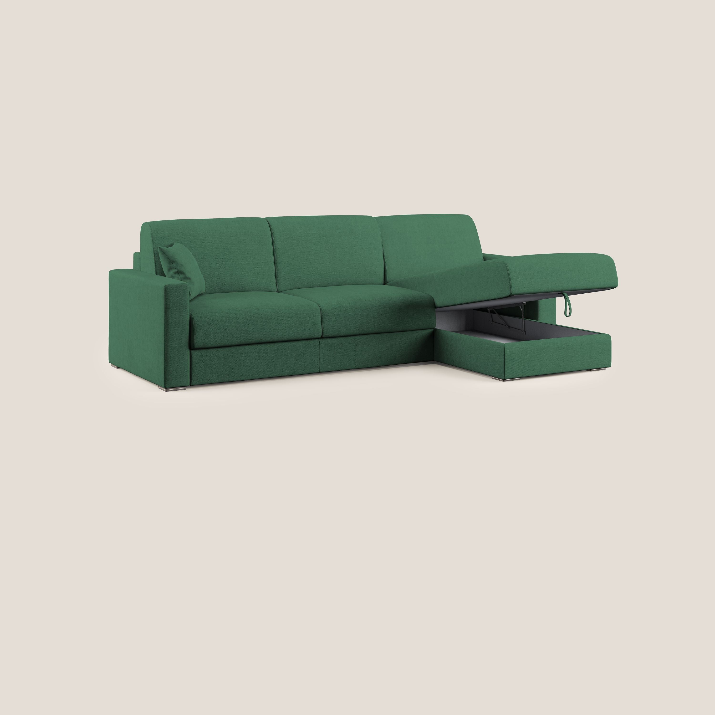Best Divano letto angolare in tessuto impermeabile T02 verde - divani.store