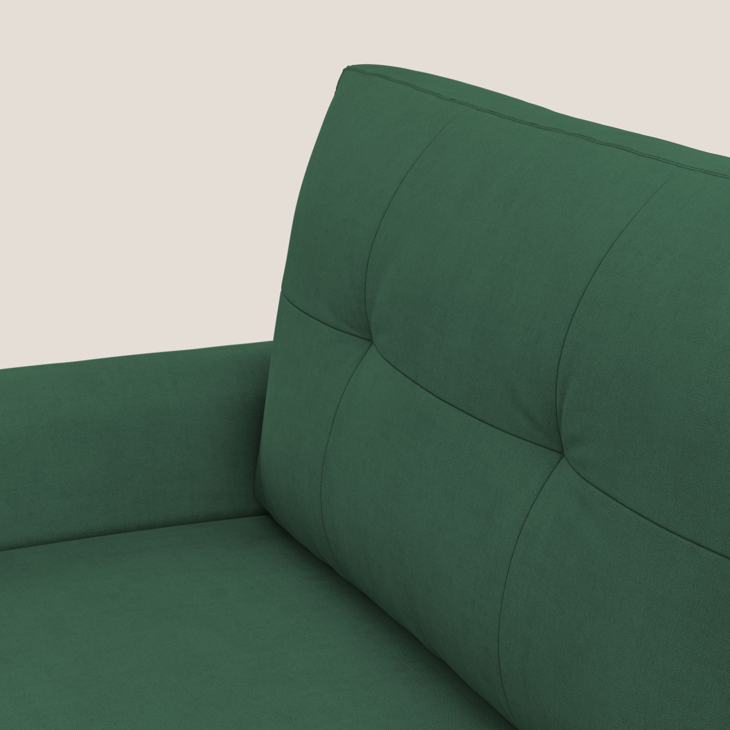 Callisto Divano letto angolare con penisola in tessuto morbido impermeabile T02 verde - divani.store