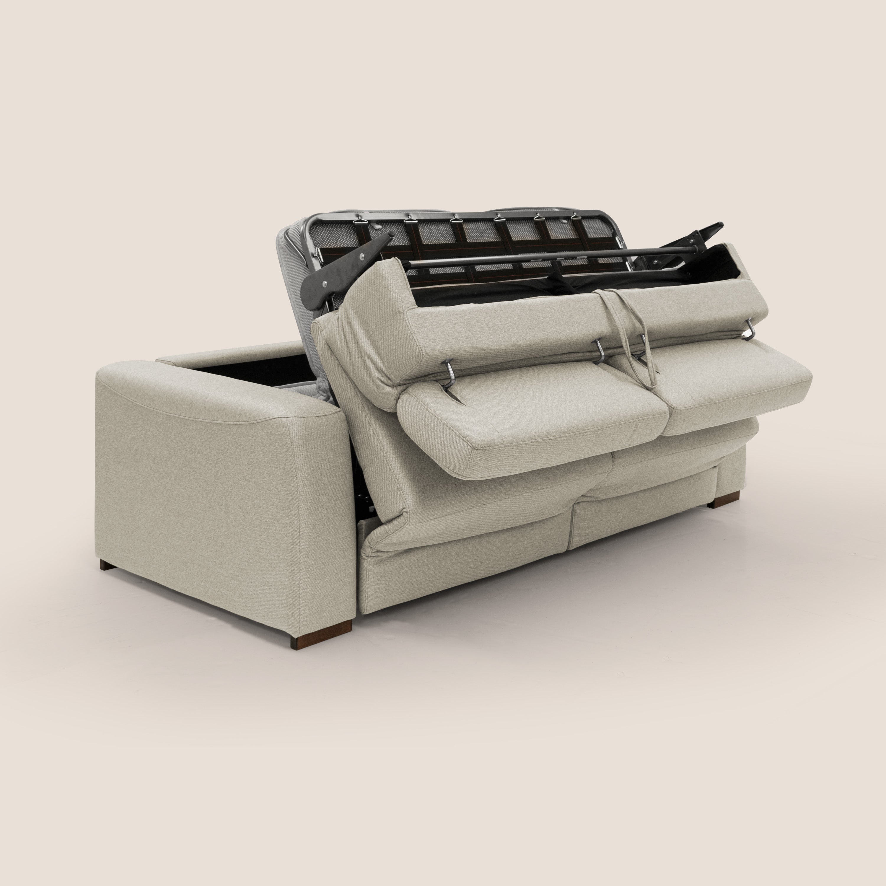 Poseidon divano letto + relax elettrico in tessuto smacchiabile impermeabile T05 panna - divani.store