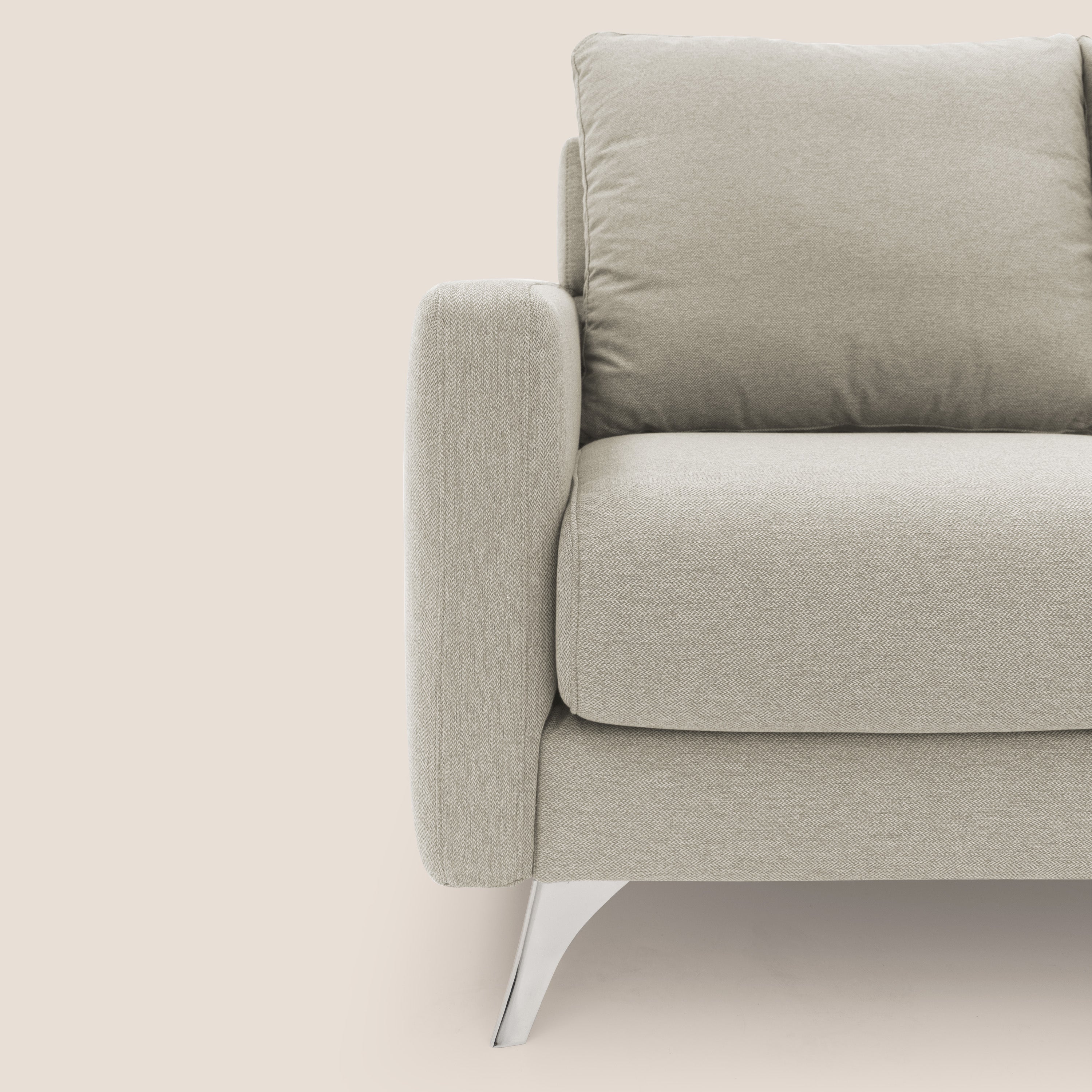 Klimt divano con sedute allungabili e schienali in piuma d'oca in tessuto smacchiabile T05 panna - divani.store