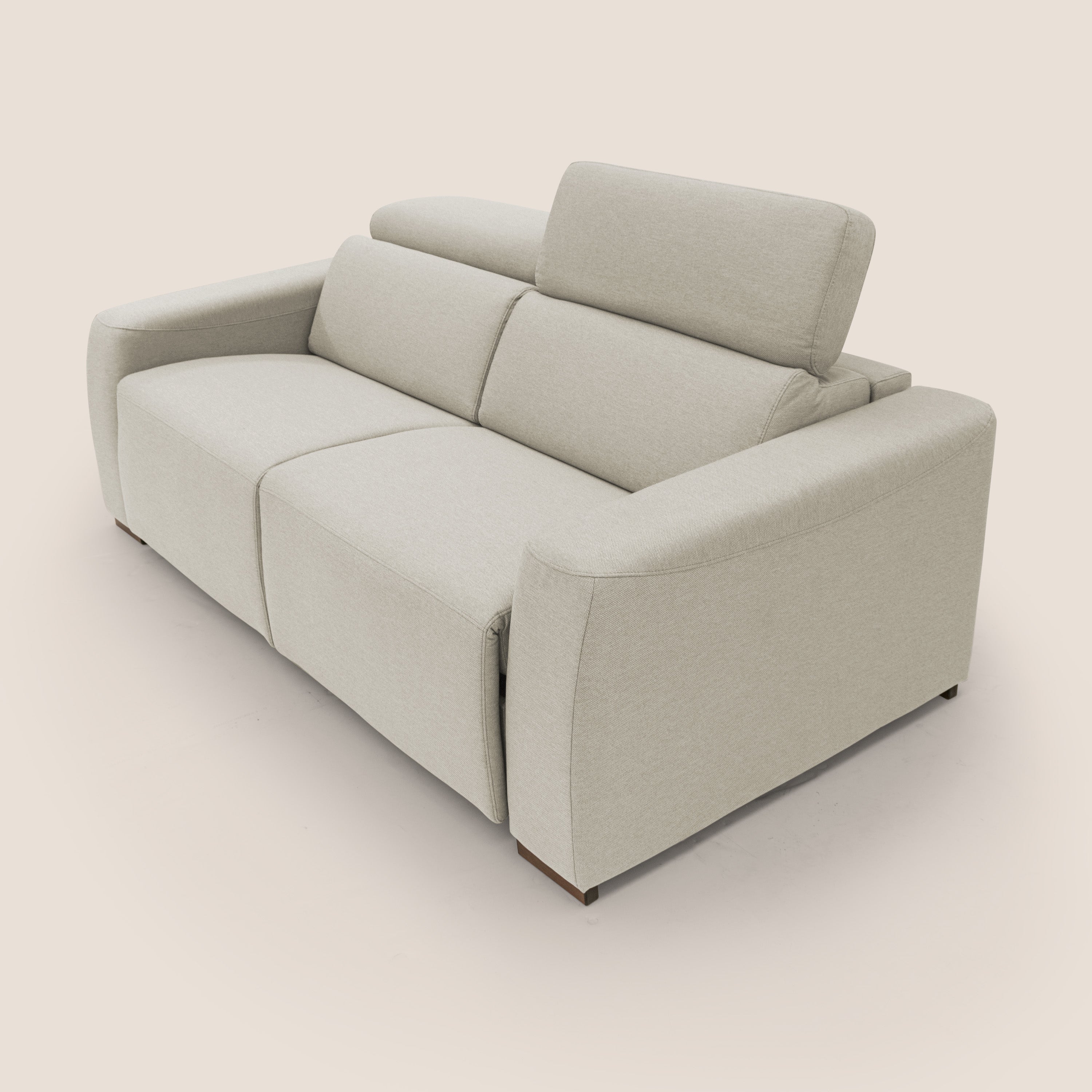 Poseidon Schlafsofa mit elektrischem Relaxmechanismus aus wasserfestem, abwaschbarem Stoff T05 sahne