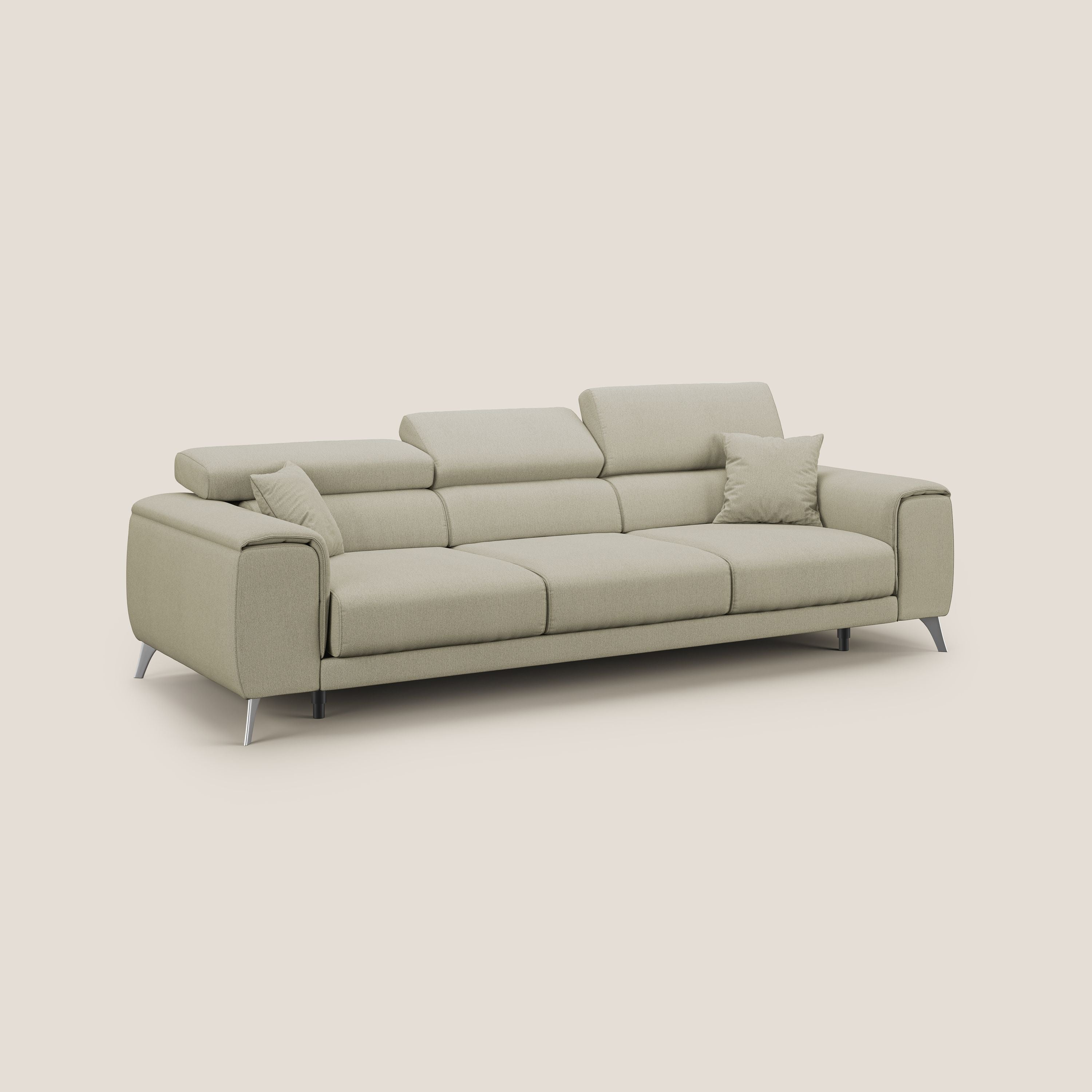 Fusion divano con 3 sedute allungabili in tessuto smacchiabile T05 panna - divani.store